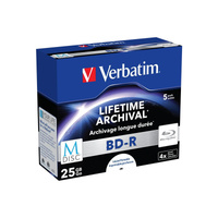 Verbatim BD-R M-Disc 25GB, Blu-ray-Rohlinge 4fach, 5 Stück, bedruckbar