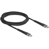 DeLOCK USB 2.0 Kabel, USB-C Stecker > USB-C Stecker mit verlängertem Knickschutz schwarz, 2 Meter, PD 3.0, Laden mit bis zu 60 Watt