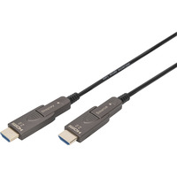 Digitus HDMI / Micro HDMI AOC Hybrid Glasfaserkabel, UHD 4K schwarz, 30 Meter, abnehmbare Stecker