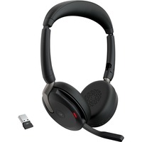 Jabra Evolve2 65 Flex Duo WLC, mit Ladepad, Headset schwarz, Stereo, Microsoft Teams, USB-A, Link380a