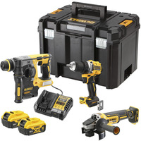 DEWALT Akku-Bohrschrauber, -Kombihammer und -Winkelschleifer Set DCK330P2T, 18Volt, Werkzeug-Set gelb/schwarz, Kombopack, 2x Li-Ionen Akku 5,0Ah, in T STAK-Box VI