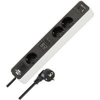 Brennenstuhl Ecolor Steckdosenleiste 3-fach, 2x USB, mit 3 Countdown Timern weiß/schwarz, 1,5 Meter Kabel, USB-A, USB-C, mit Sicherheitsschalter