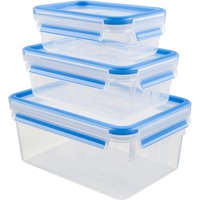 Emsa CLIP & CLOSE Frischhaltedosen-Set transparent/blau, 0,55 Liter, 1,0 Liter, 2,3 Liter