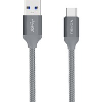 Nevox USB 3.2 Gen 1 Kabel, USB-A Stecker > USB-C Stecker silber, 1 Meter, gesleevt
