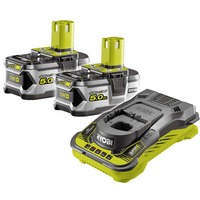 Ryobi 18 V ONE+ Akku-Starterset RC18150-250 grün/schwarz, Ladegerät + 2x 5,0Ah-Akku