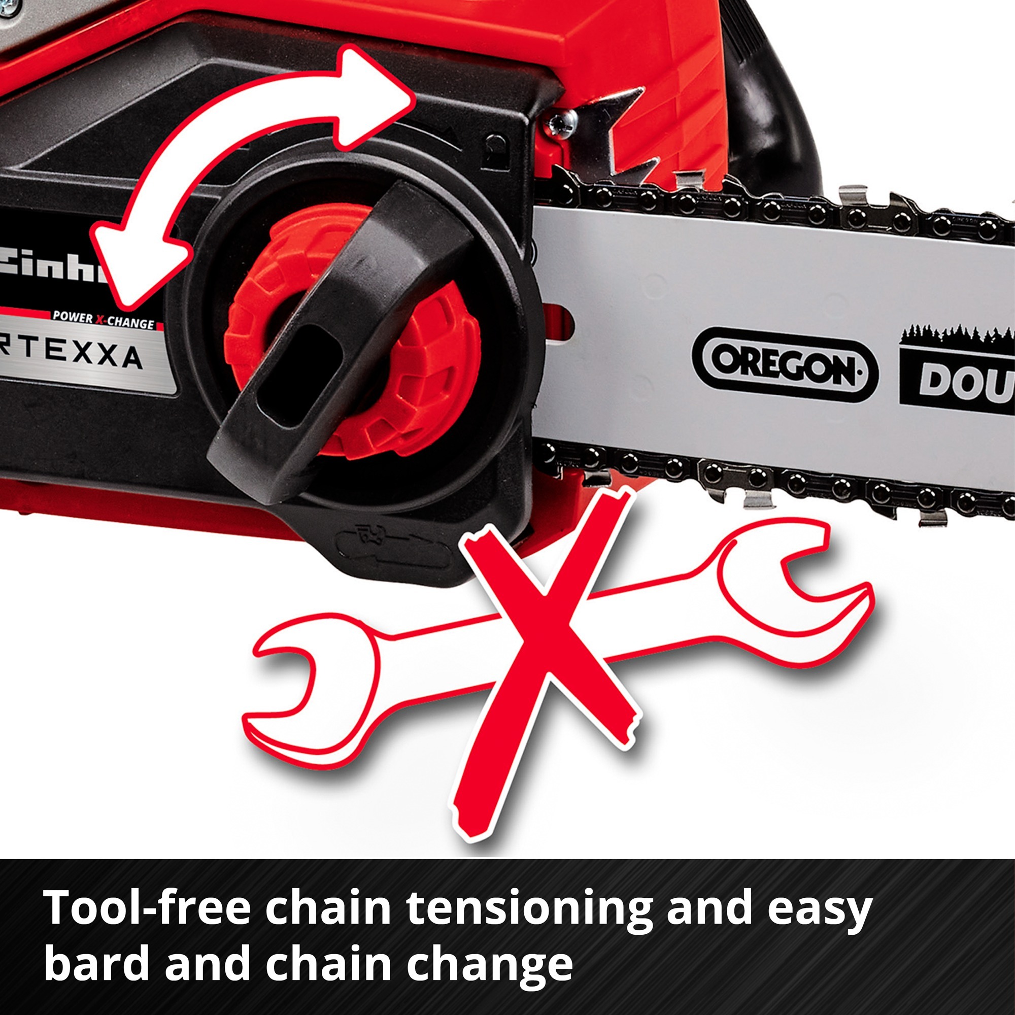 EINHELL Power X-Change Akku-Kettensäge FORTEXXA 18/30 rot/schwarz, ohne Akku und Ladegerät