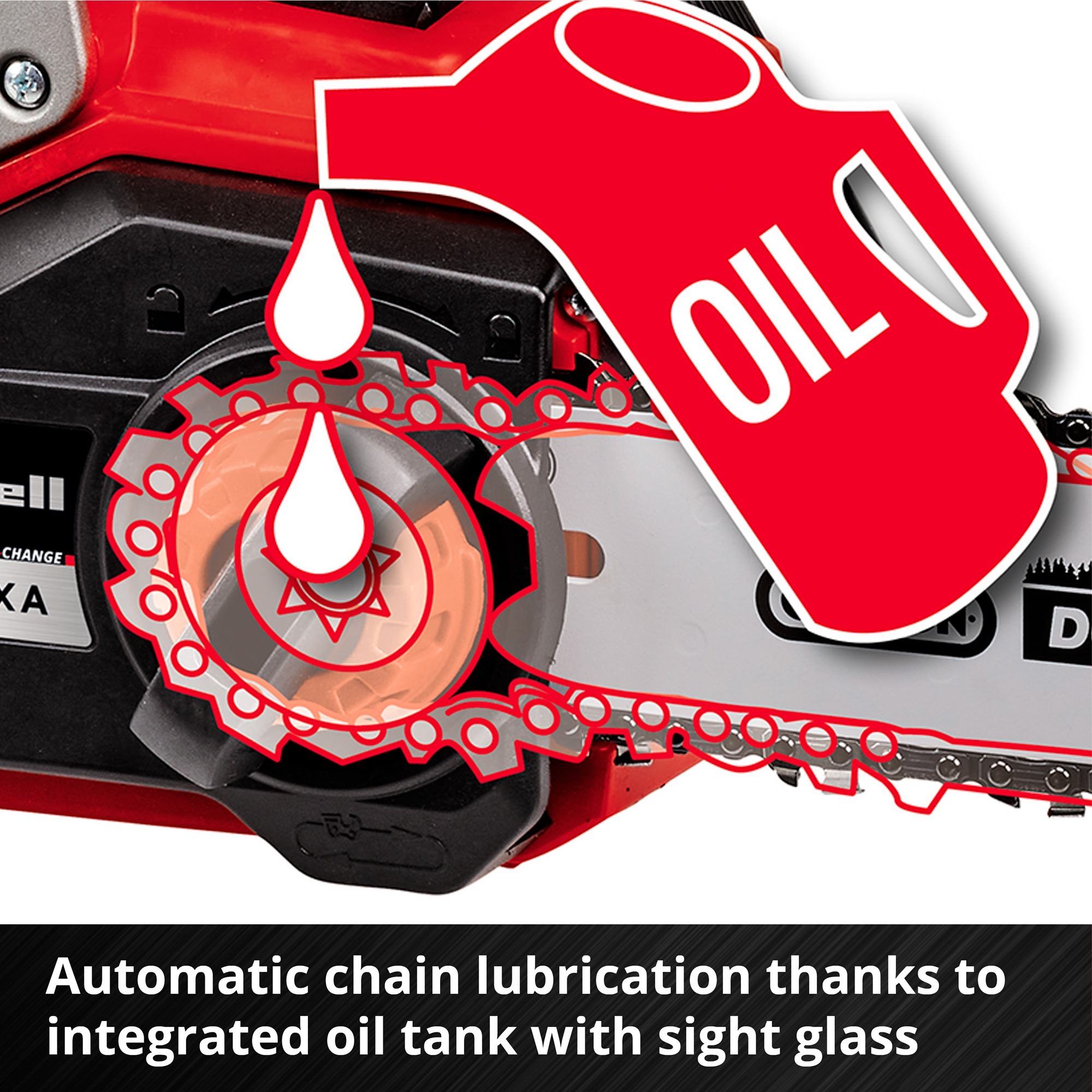 EINHELL Power X-Change Akku-Kettensäge FORTEXXA 18/30 rot/schwarz, ohne Akku und Ladegerät