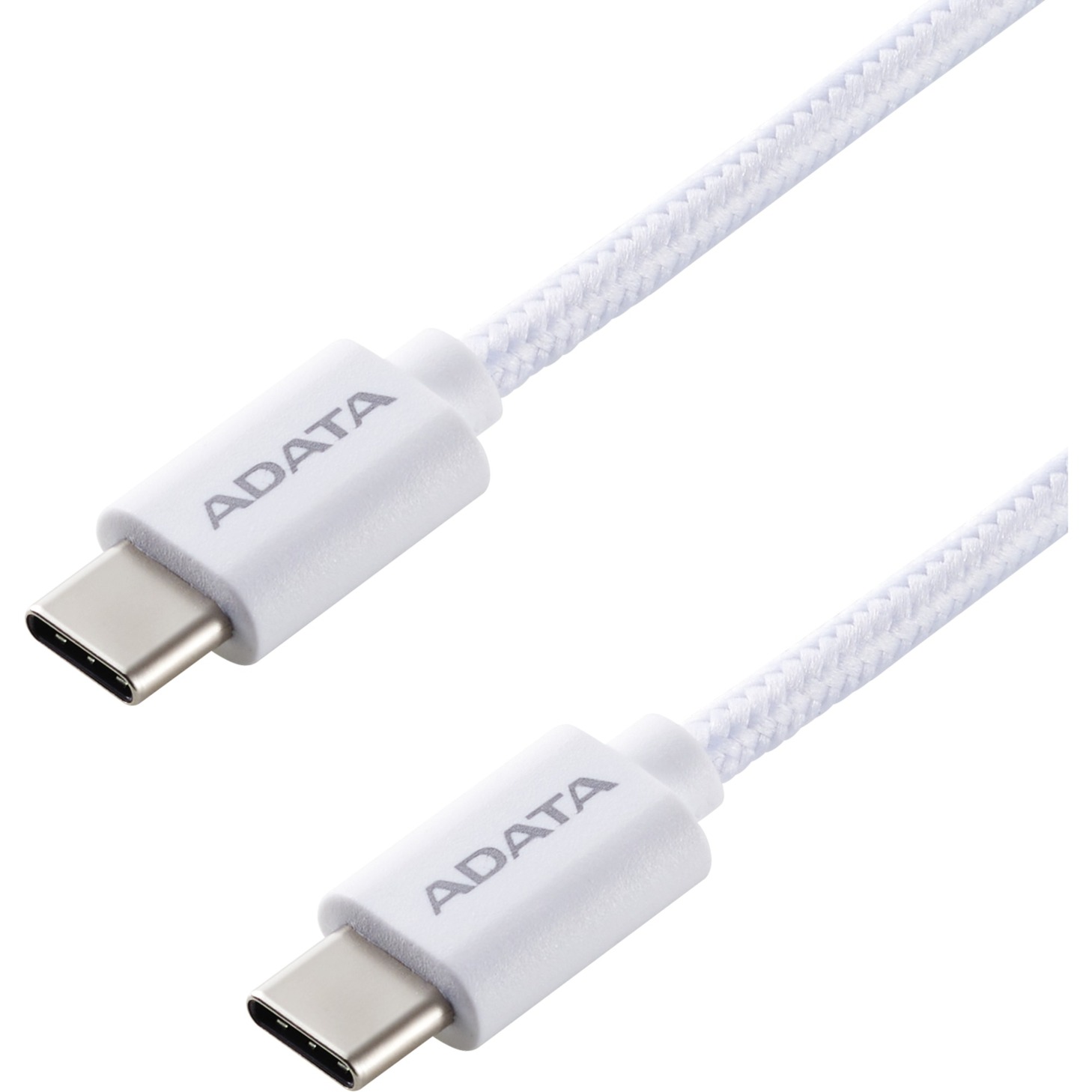 ADATA USB 2.0 Kabel, USB-C Stecker > USB-C Stecker weiß, 2 Meter, PD 3.0, QC 3.0, Laden mit bis zu 100 Watt