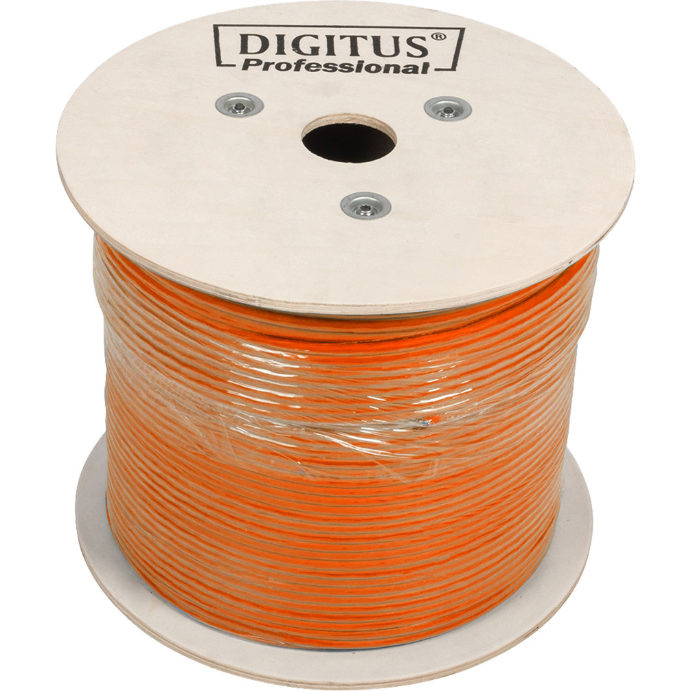 Digitus Professional Cat.7 S/FTP Verlegekabel simplex, B2ca orange, 1.000 Meter Trommel