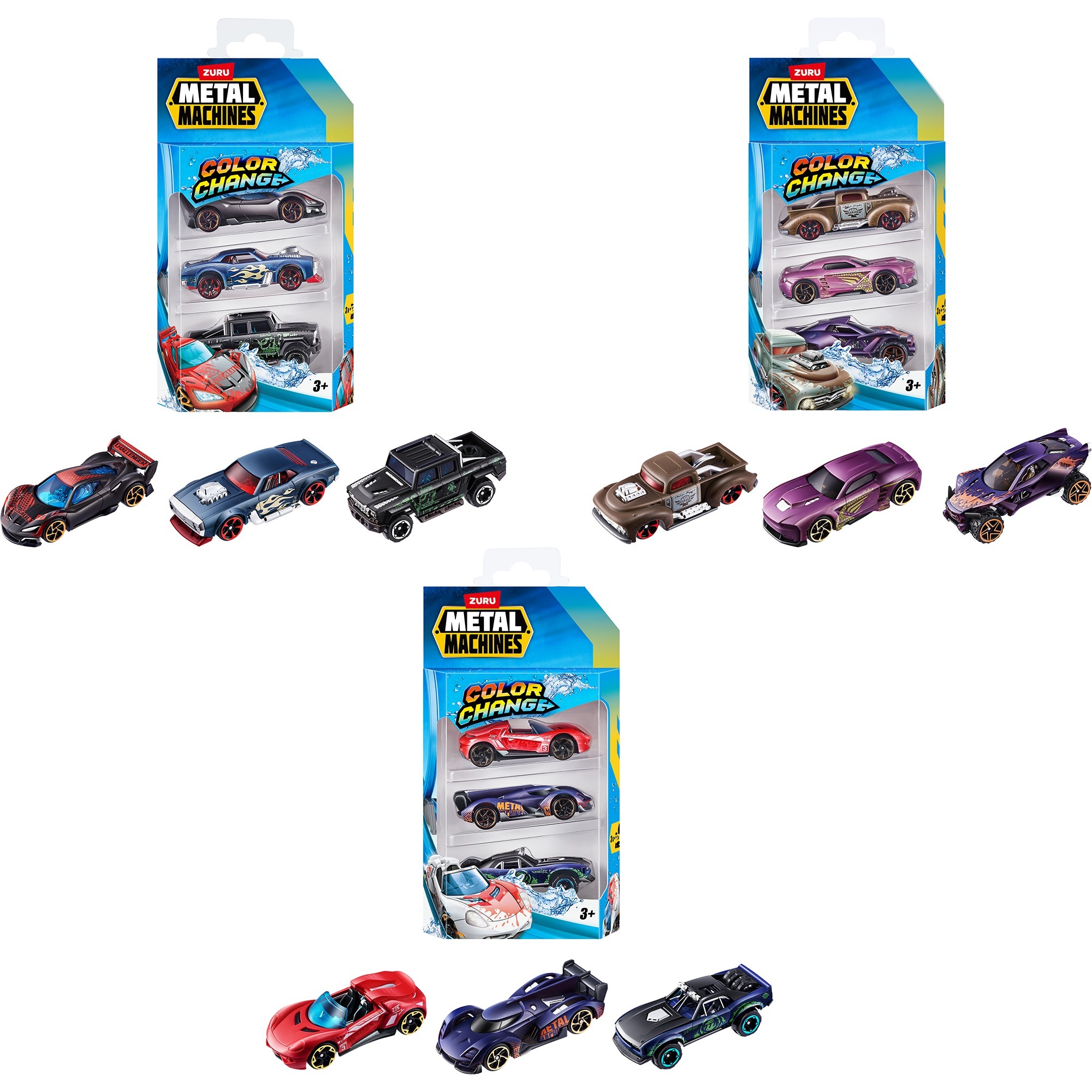 ZURU Metal Machines - Color Shifters 3er-Pack, Spielfahrzeug