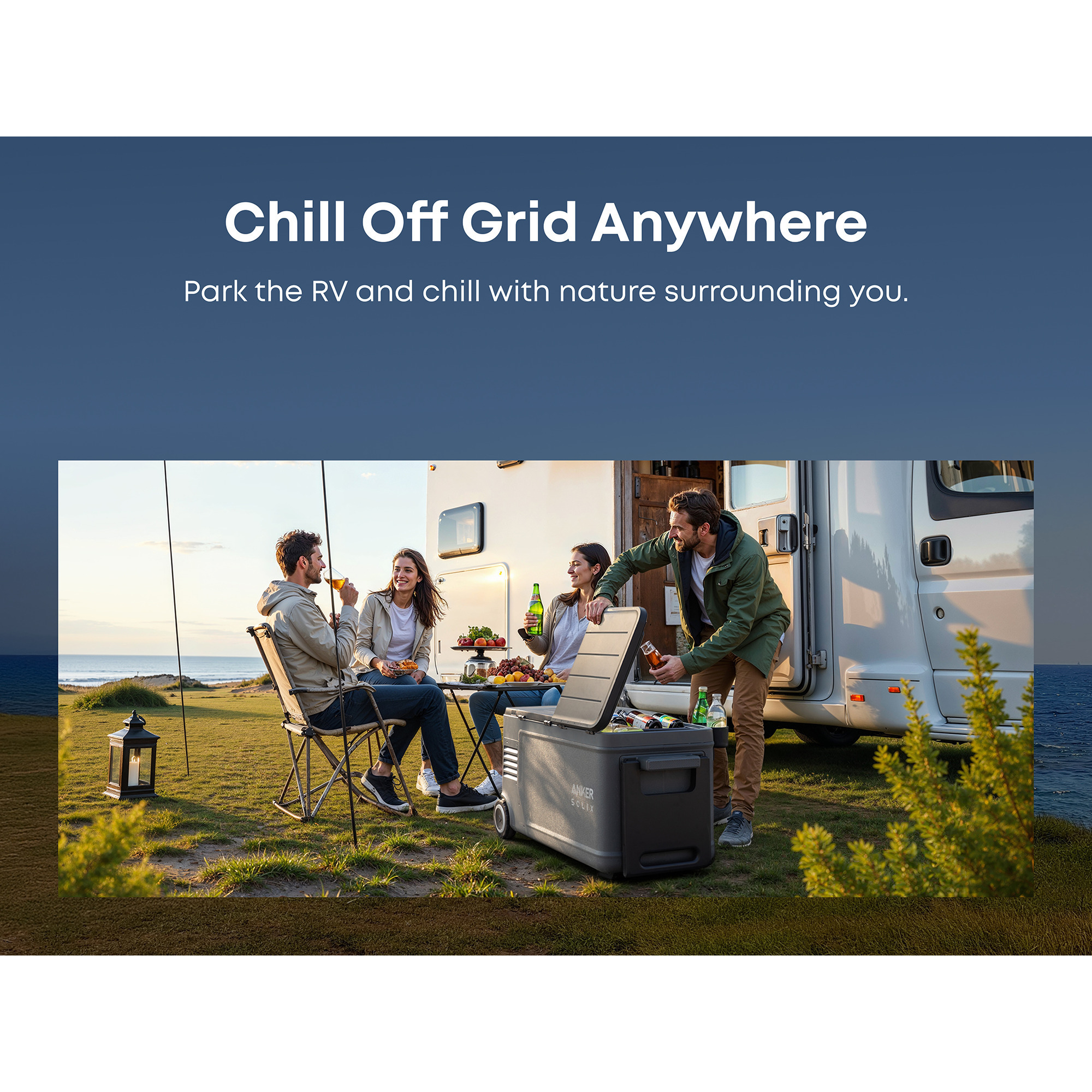 Anker SOLIX EverFrost 2 58L, Kühlbox grau/schwarz, mit 2 Akkus