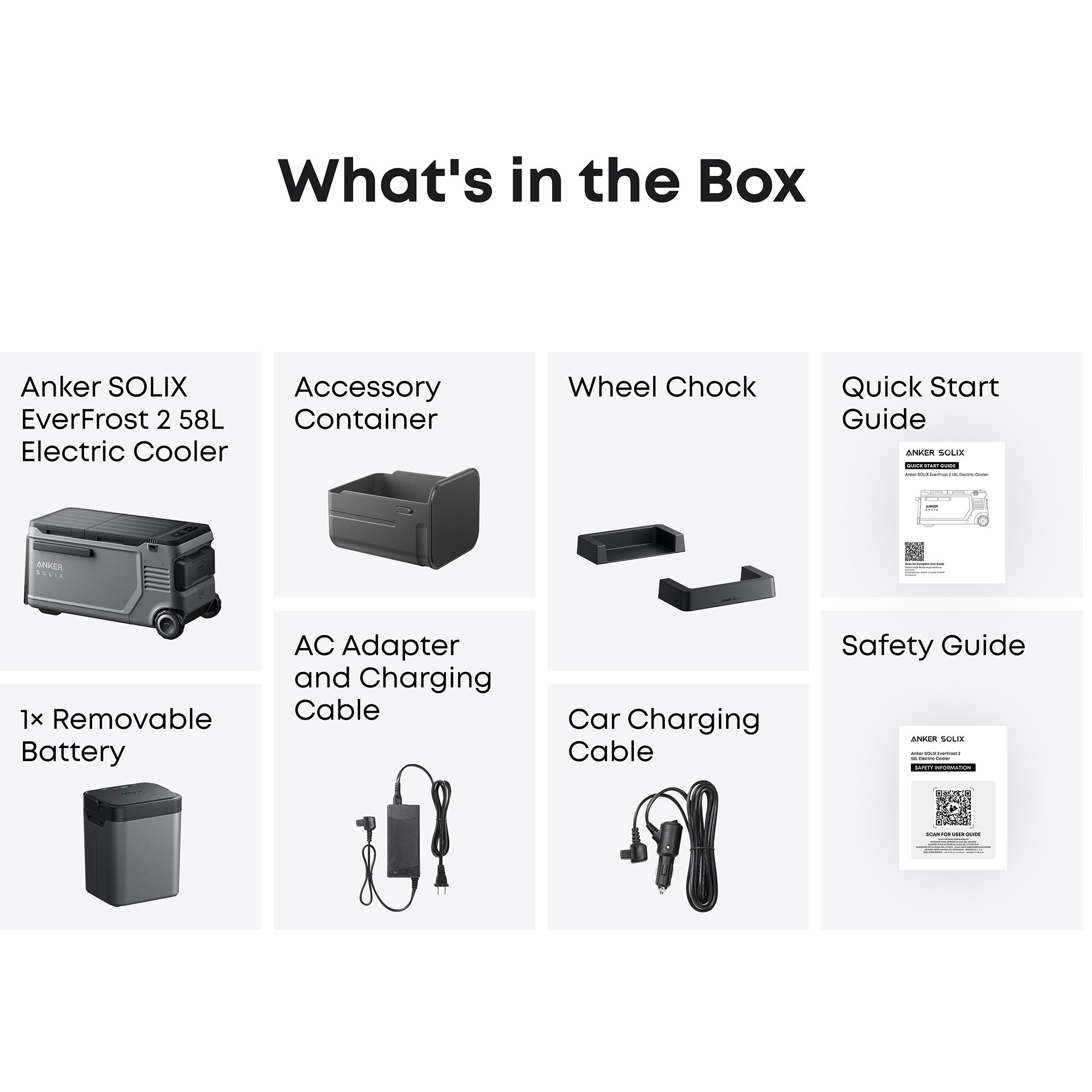 Anker SOLIX EverFrost 2 58L, Kühlbox grau/schwarz, mit 2 Akkus