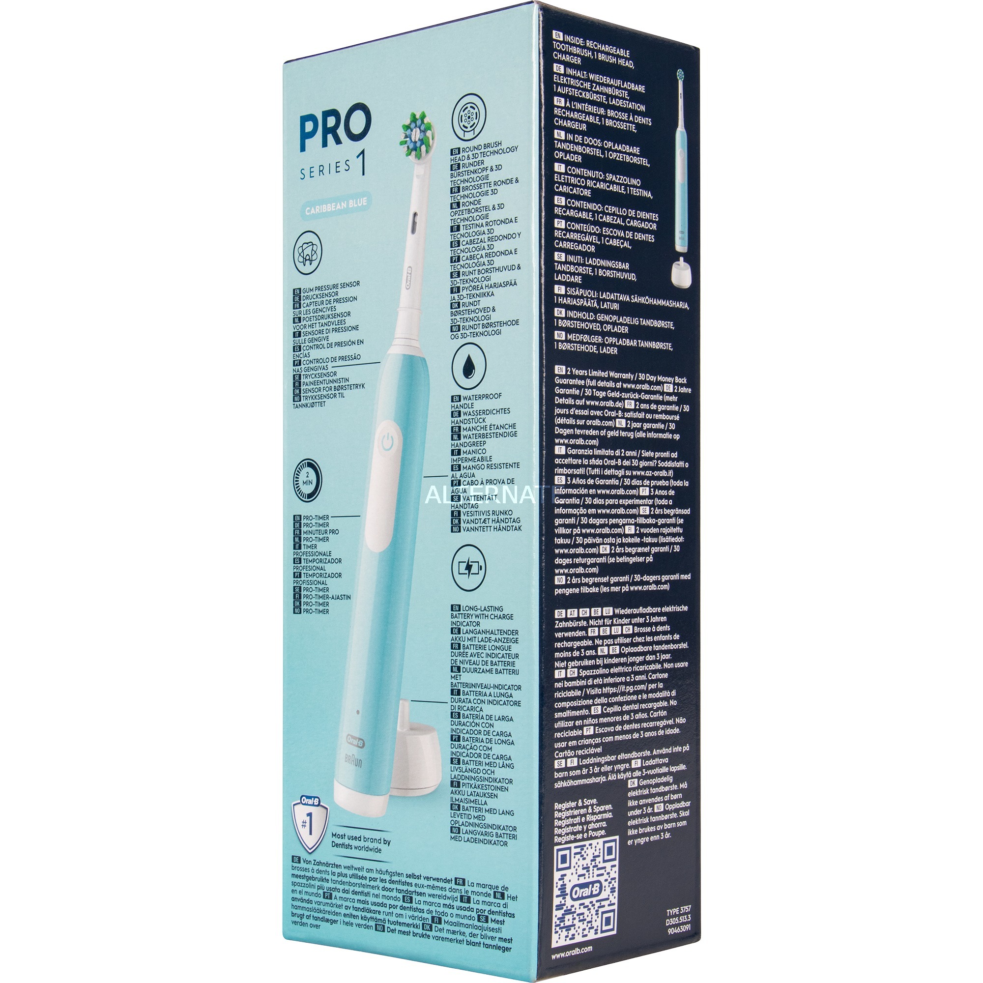 Braun Oral-B Pro 1 Cross Action , Elektrische Zahnbürste blau
