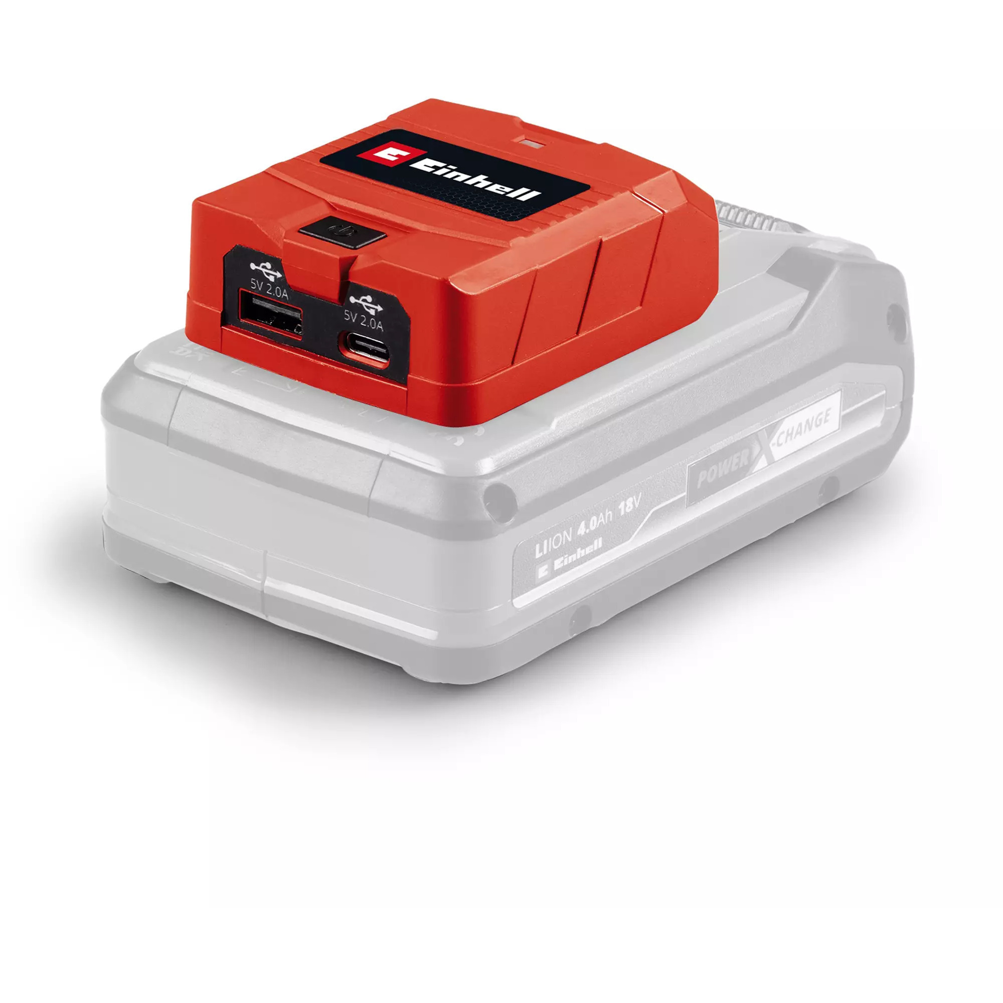 EINHELL Power X-Change USB-Akku-Adapter TC-CP 18 Li USB A/C-Solo rot, USB-A + USB-C Ladeanschluss