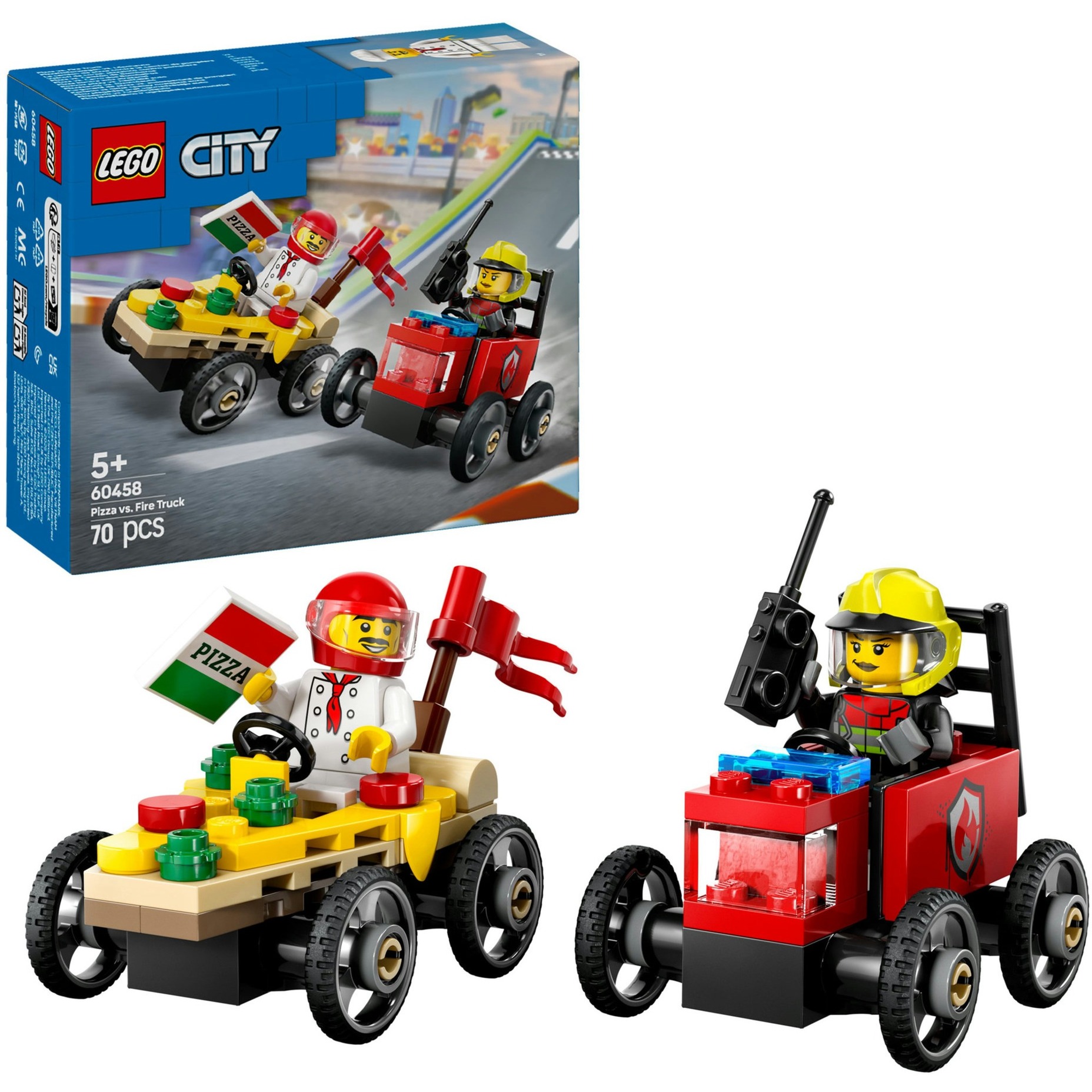 LEGO 60458 City Pizzalieferwagen vs. Löschauto, Konstruktionsspielzeug