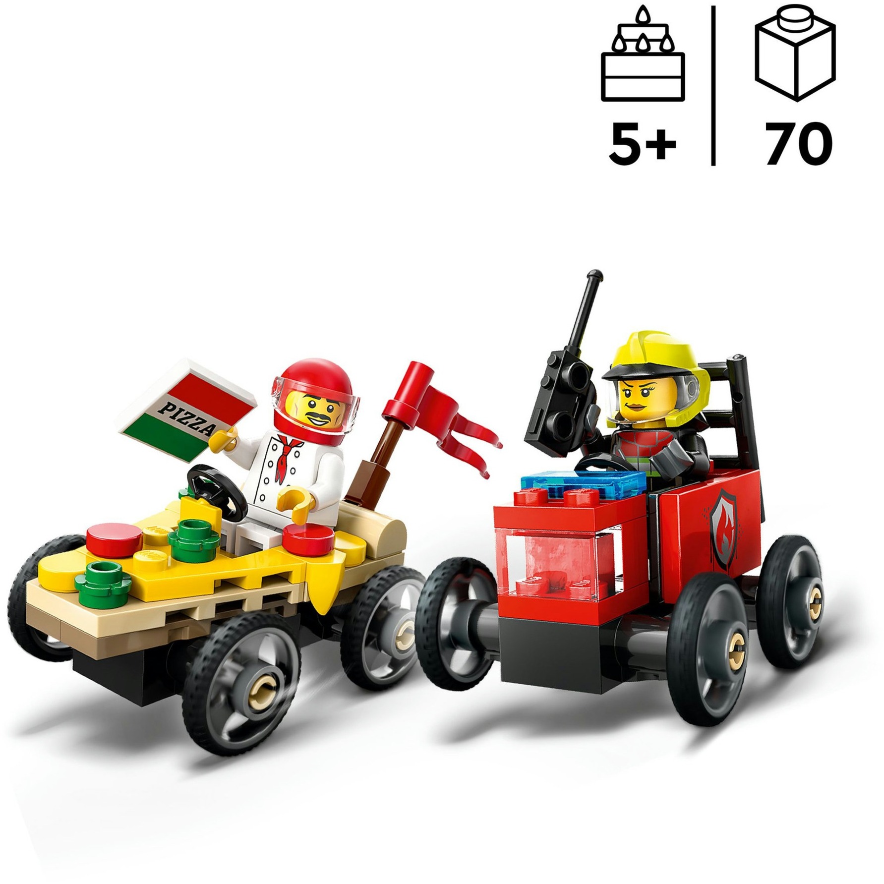LEGO 60458 City Pizzalieferwagen vs. Löschauto, Konstruktionsspielzeug