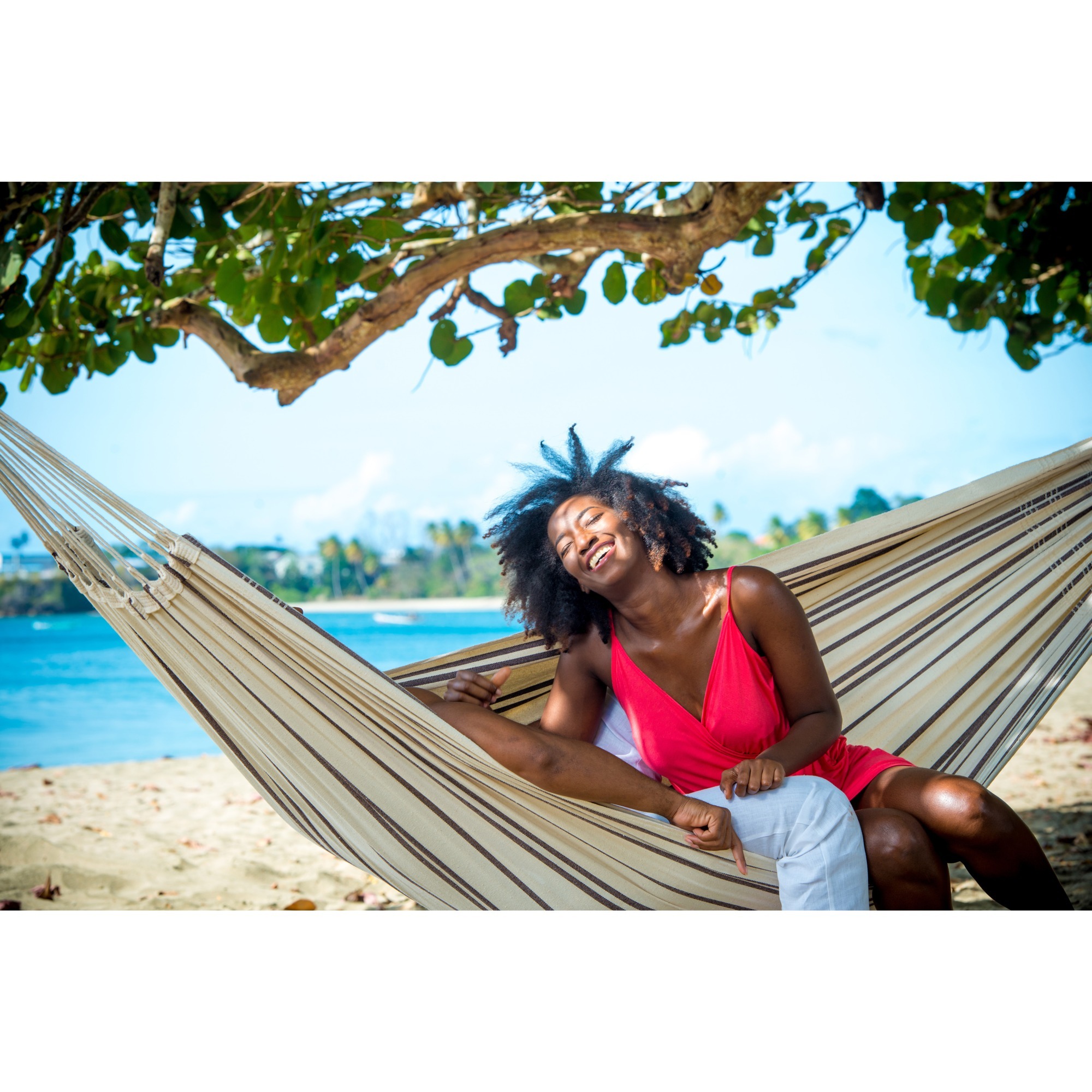 Amazonas Hängematte Barbados Cappucino  AZ-1018280, Camping-Hängematte weiß