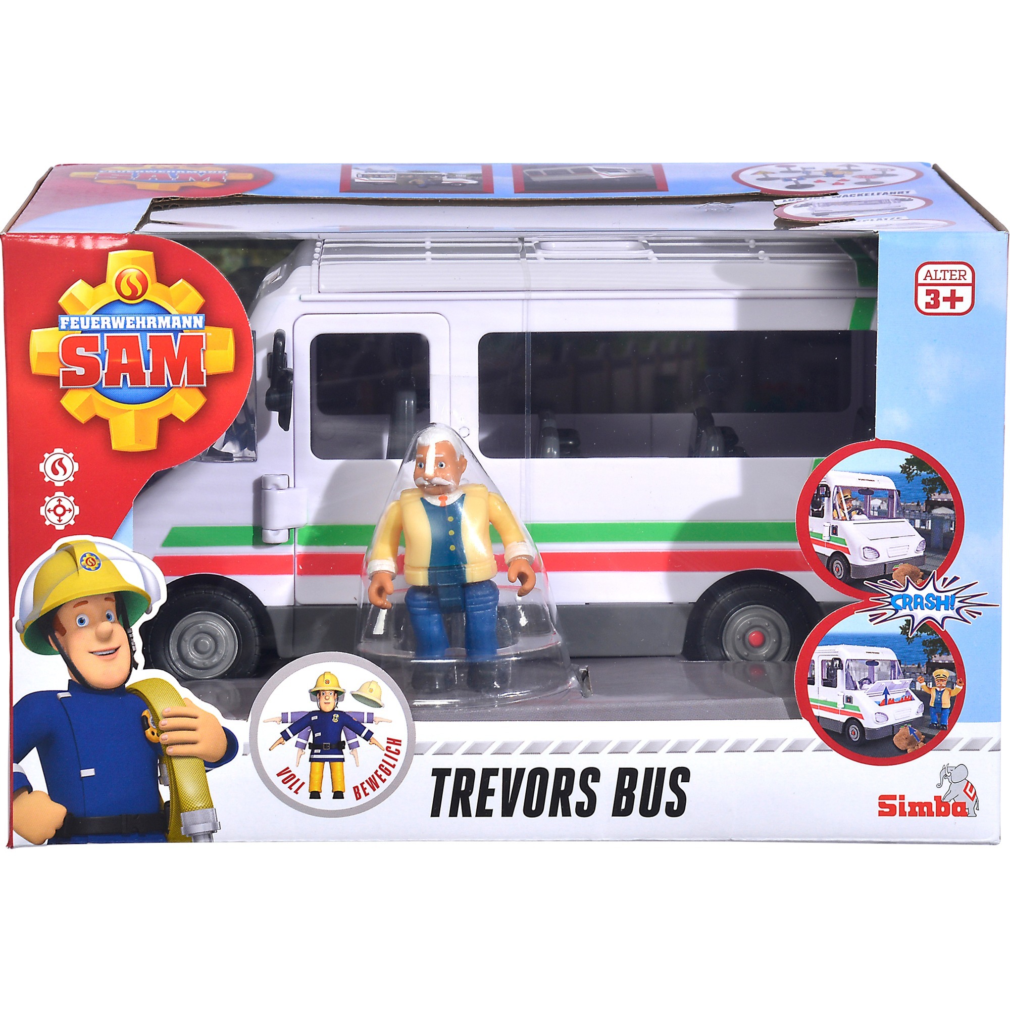 Simba Feuerwehrmann Sam - Trevors Bus mit Figur, Spielfahrzeug