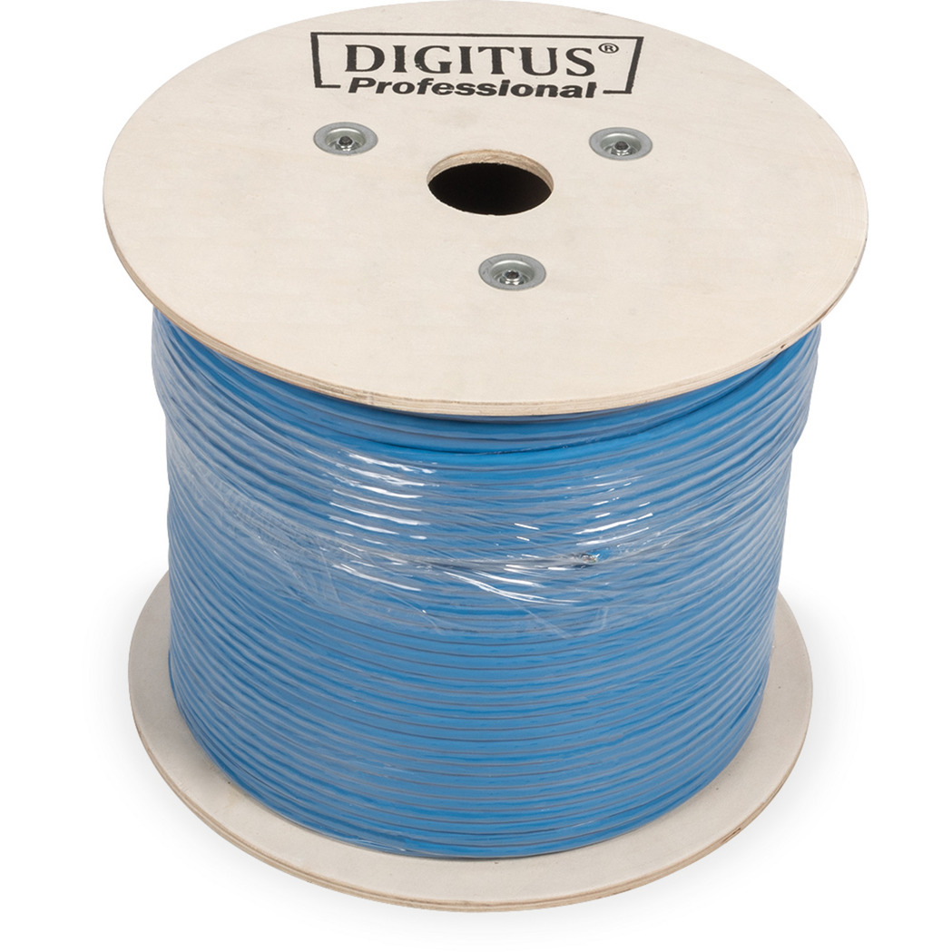 Digitus Professional Cat.6a U/UTP Verlegekabel simplex, Dca blau, 500 Meter Trommel