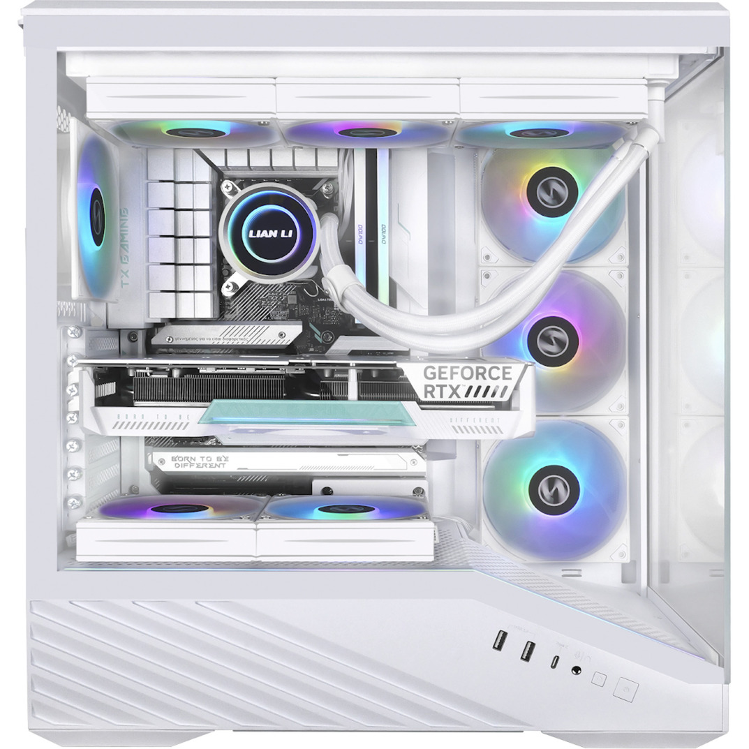 Lian Li Vector V100 , Tower-Gehäuse weiß, Tempered Glass x 2
