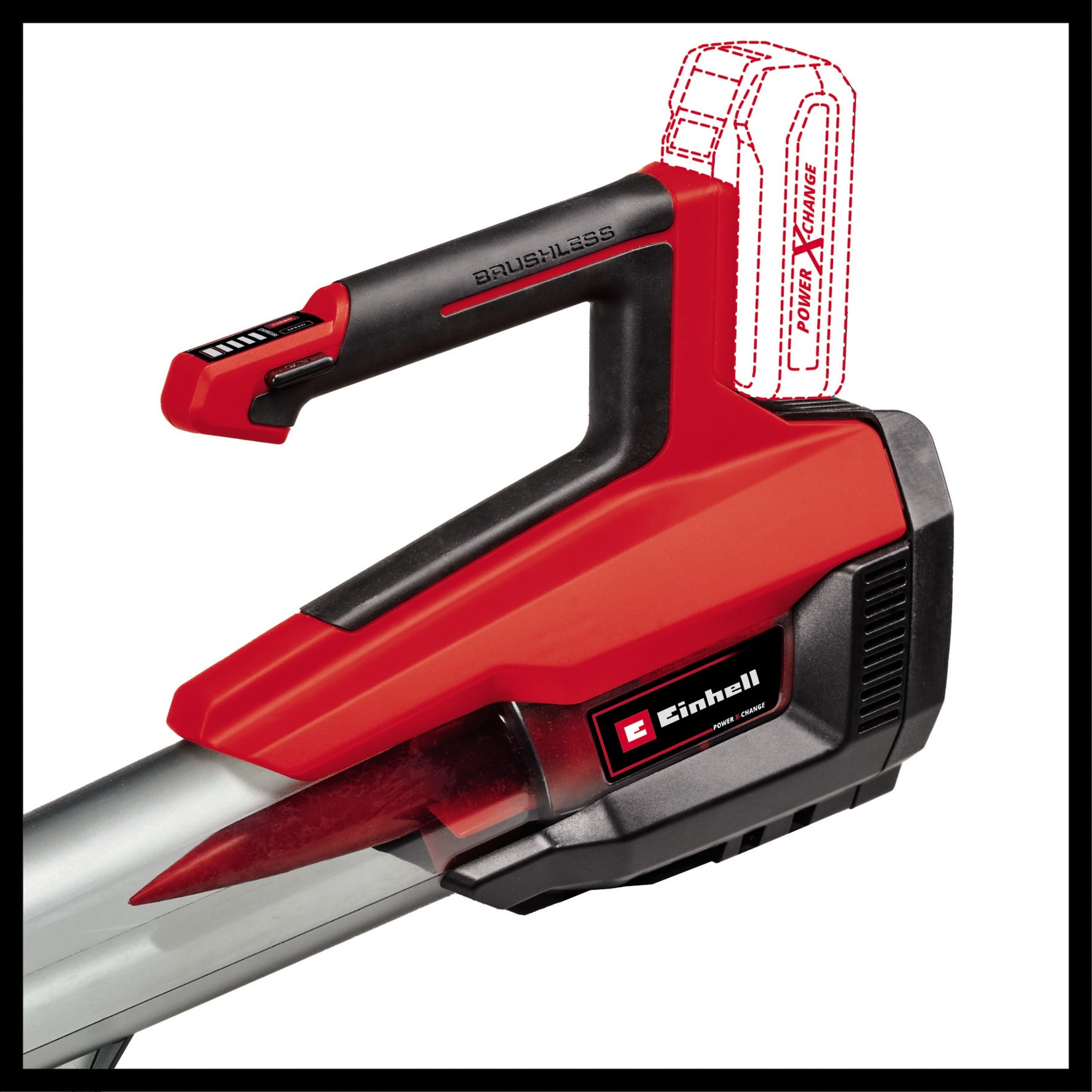 EINHELL Professional Akku-Laubbläser GP-LB 18/200 Li GK - Solo, 18Volt rot/schwarz, ohne Akku und Ladegerät, mit Dachrinnen-Reinigungsset
