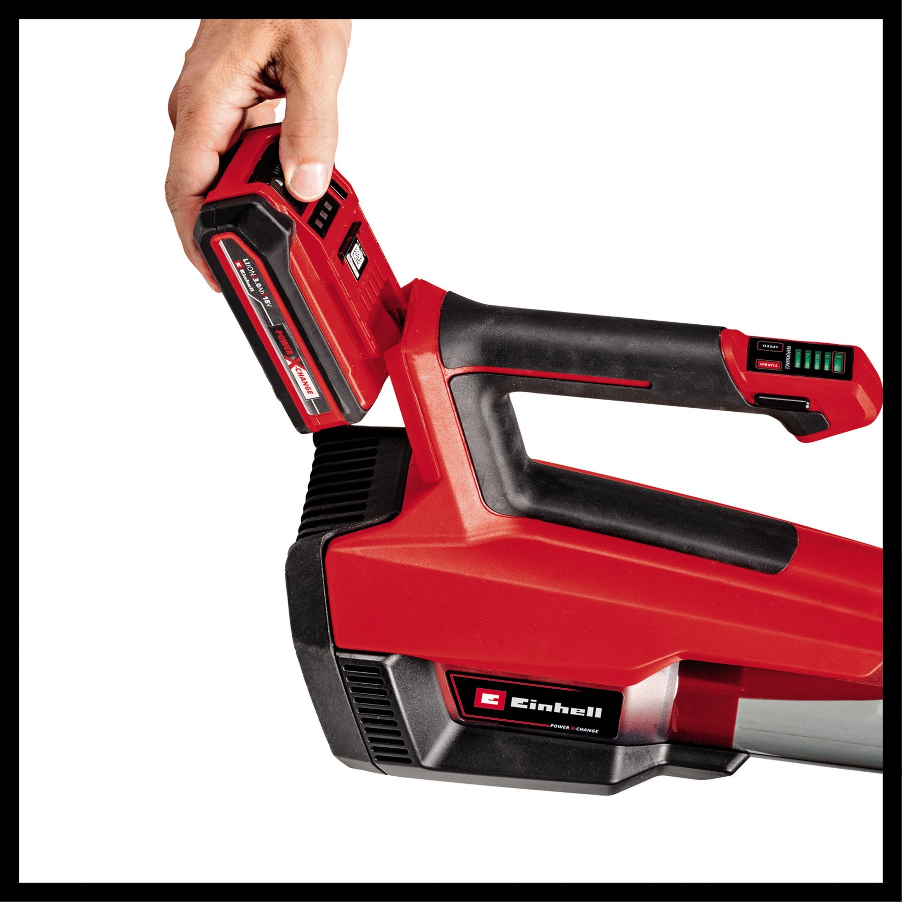 EINHELL Professional Akku-Laubbläser GP-LB 18/200 Li GK - Solo, 18Volt rot/schwarz, ohne Akku und Ladegerät, mit Dachrinnen-Reinigungsset