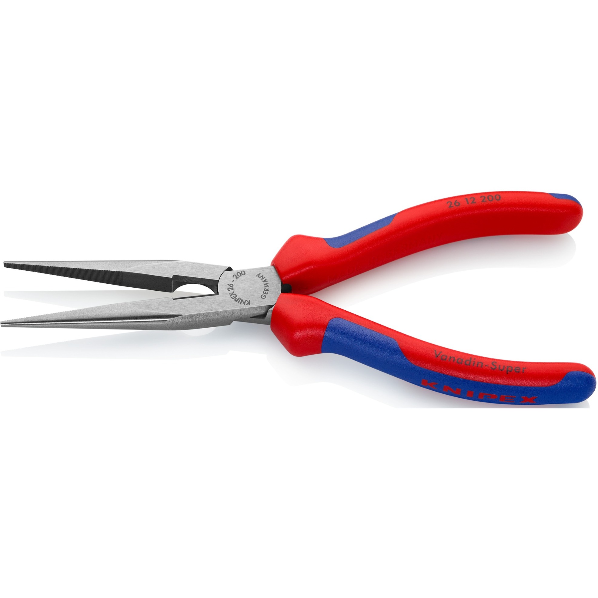 KNIPEX Flachrundzange 26 12 200, Greifzange rot/blau, gezahnte Griffflächen