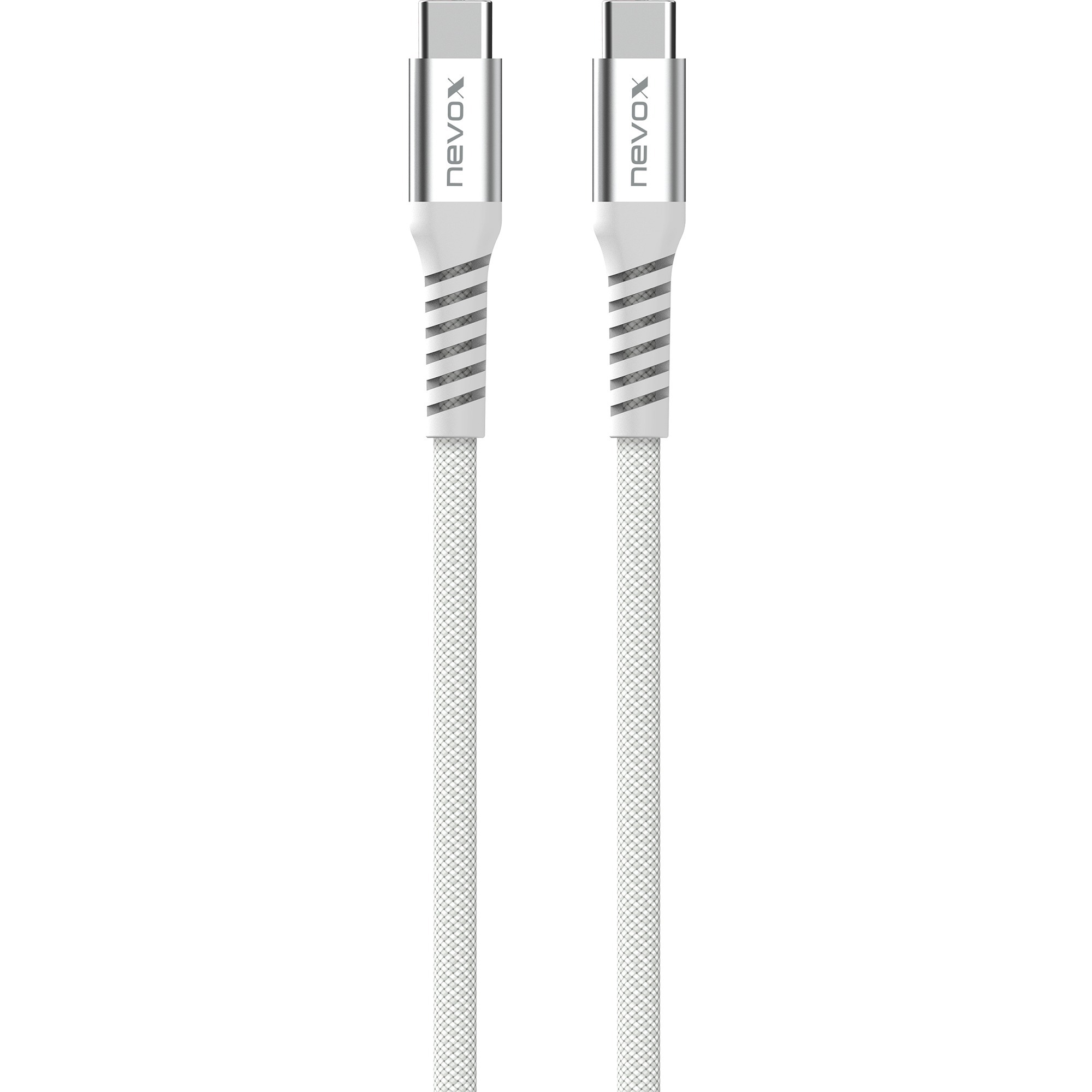 Nevox USB 2.0 Kabel, USB-C Stecker > USB-C Stecker 48V / 5A weiß, 2 Meter, PD 3.1, Laden mit bis zu 240 Watt, magnetisch aufrollbar