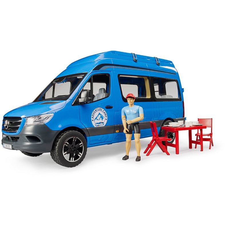 bruder MB Sprinter Camper mit Fahrer, Modellfahrzeug blau