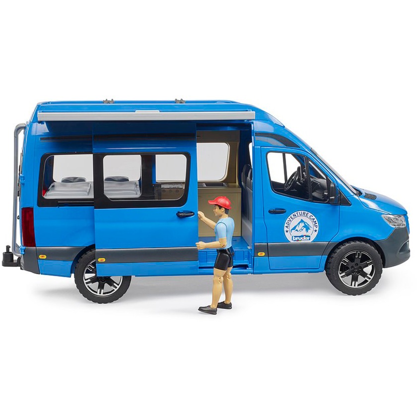 bruder MB Sprinter Camper mit Fahrer, Modellfahrzeug blau