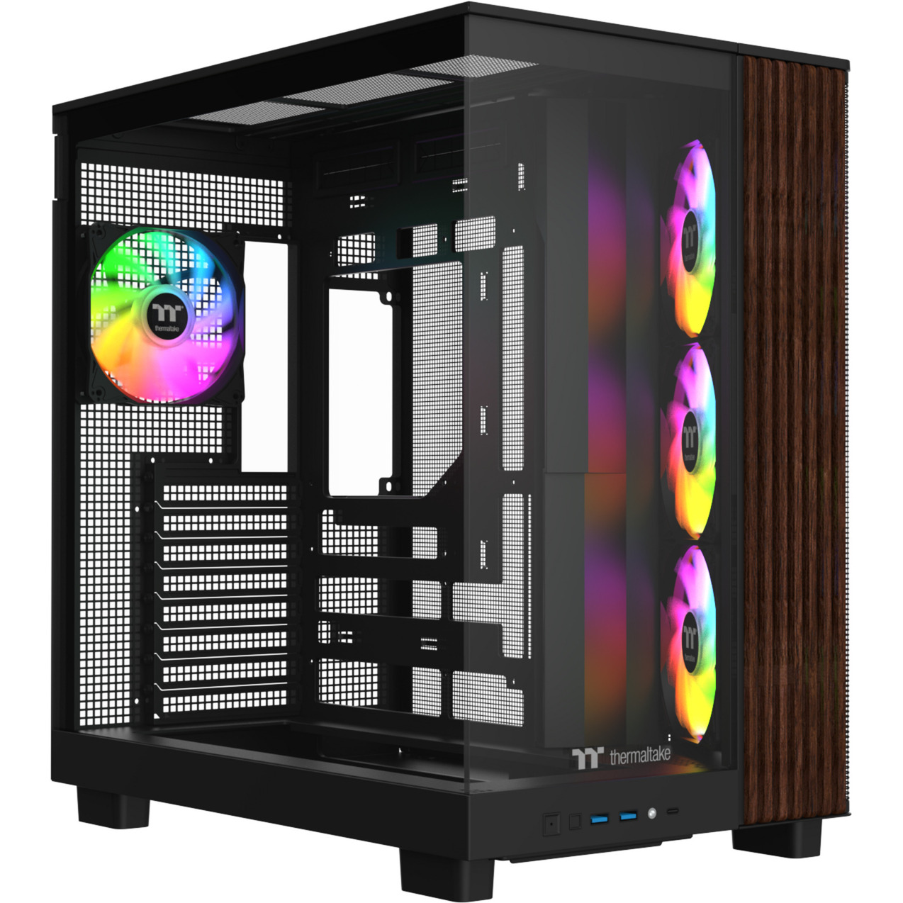 Thermaltake View 380 XL WS ARGB , Tower-Gehäuse schwarz/holz, Tempered Glass x 2, Holz-Struktur