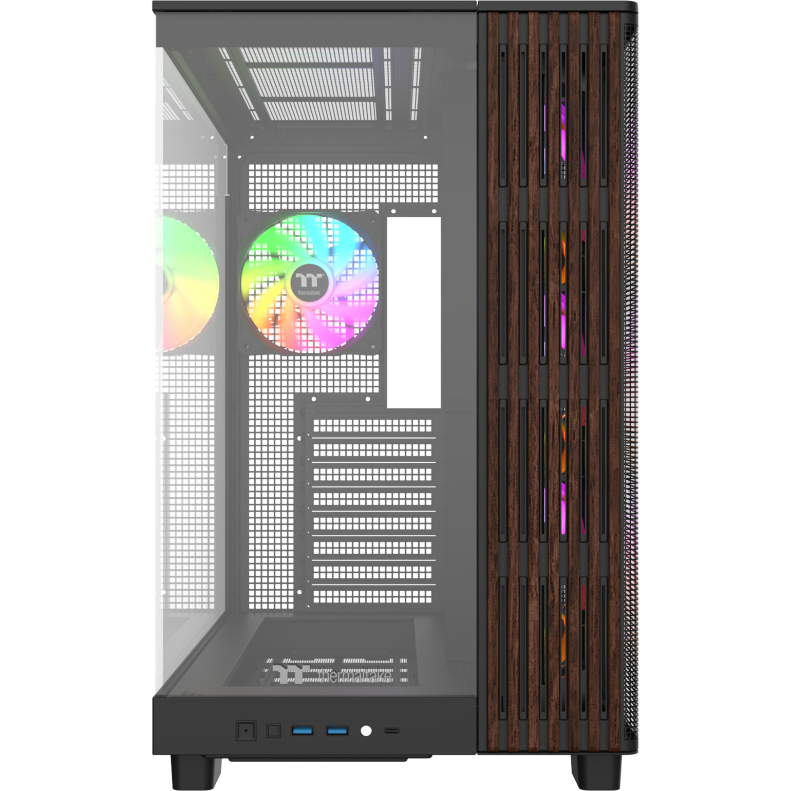 Thermaltake View 380 XL WS ARGB , Tower-Gehäuse schwarz/holz, Tempered Glass x 2, Holz-Struktur
