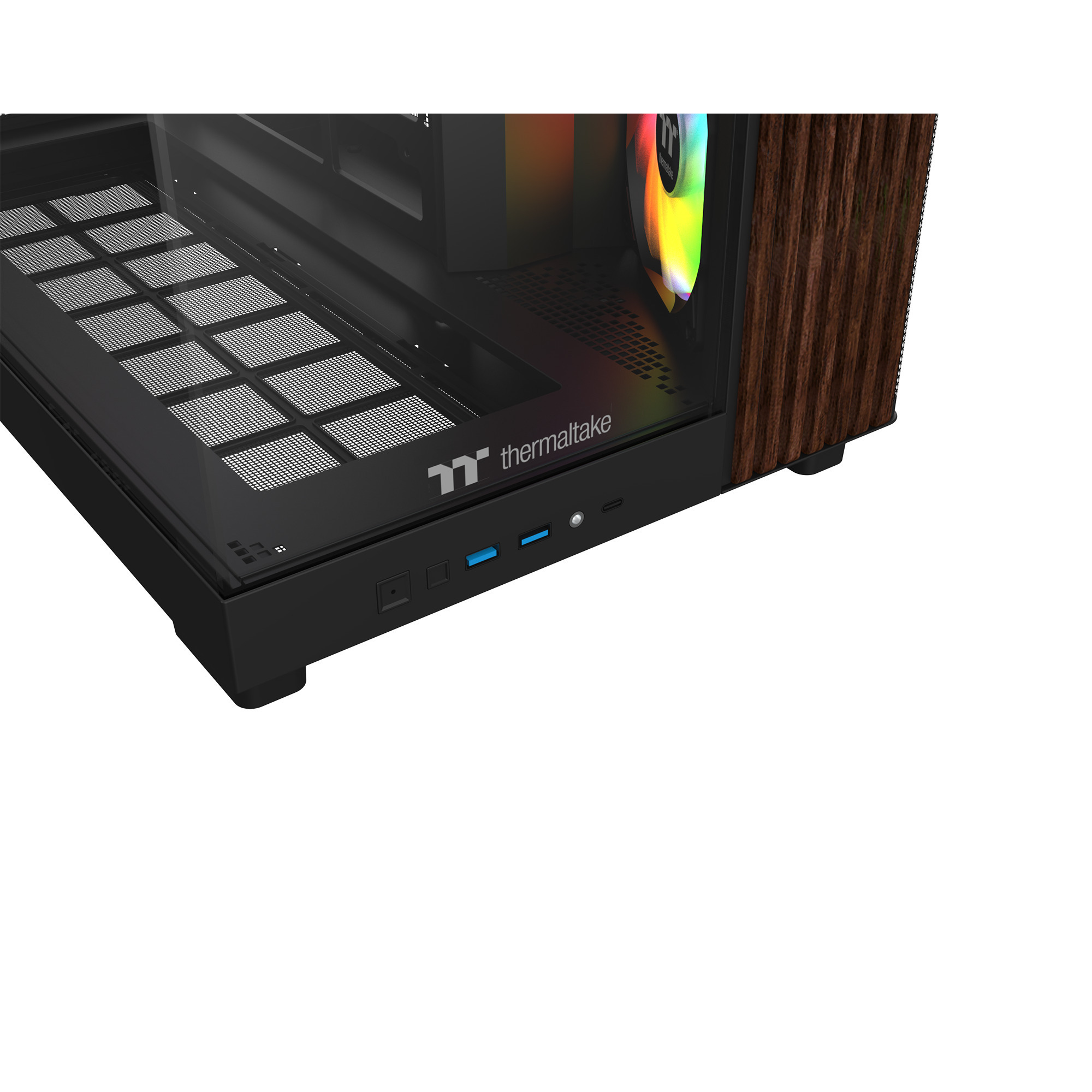 Thermaltake View 380 XL WS ARGB , Tower-Gehäuse schwarz/holz, Tempered Glass x 2, Holz-Struktur