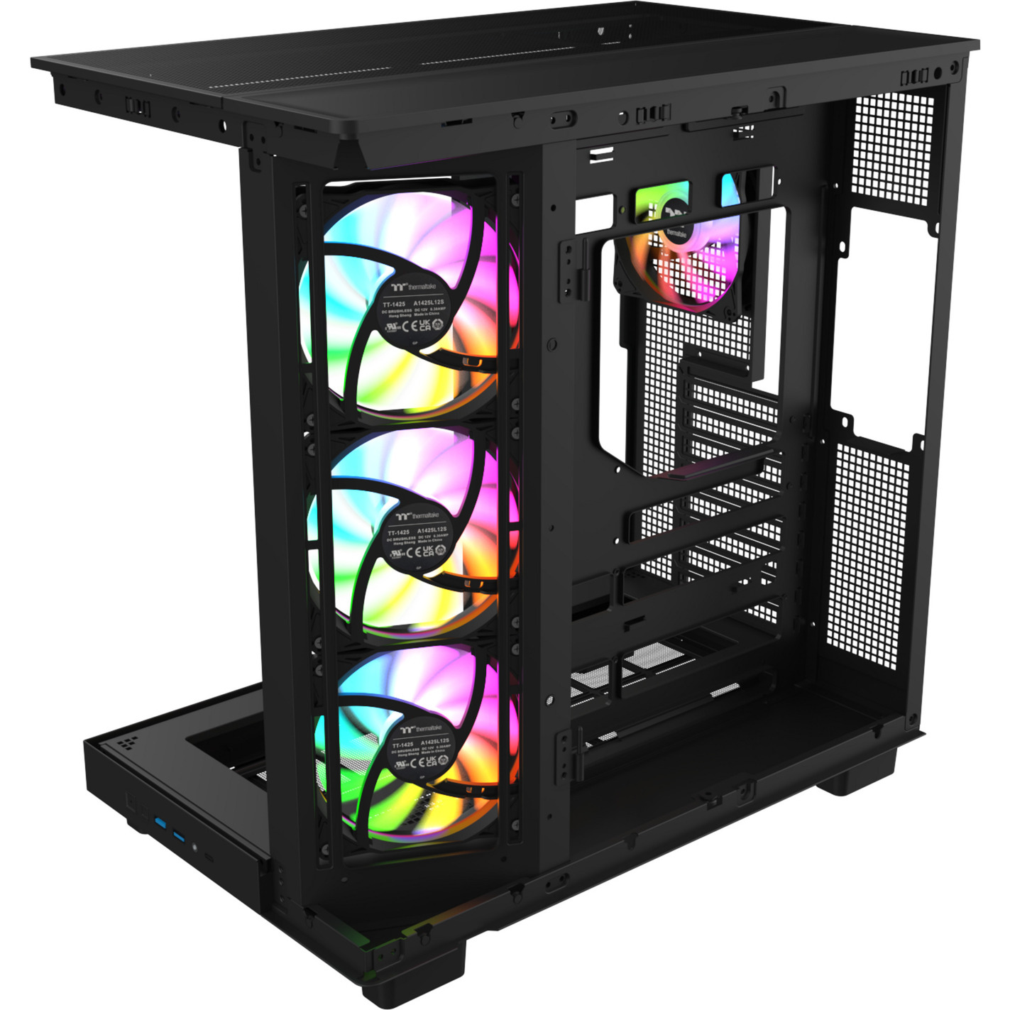 Thermaltake View 380 XL WS ARGB , Tower-Gehäuse schwarz/holz, Tempered Glass x 2, Holz-Struktur