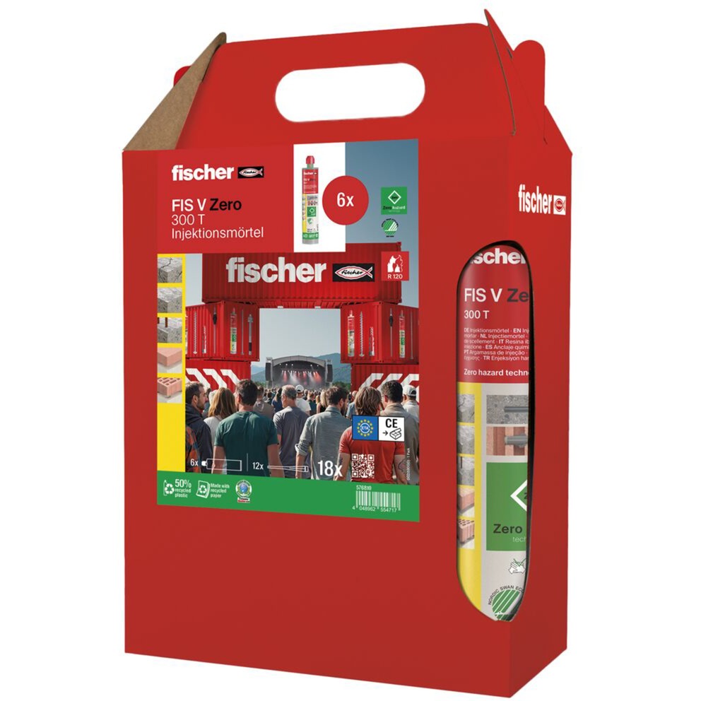 fischer Injektionsmörtel FIS V Zero 300 T Sixpack grün, 6 Kartuschen mit je 300ml
