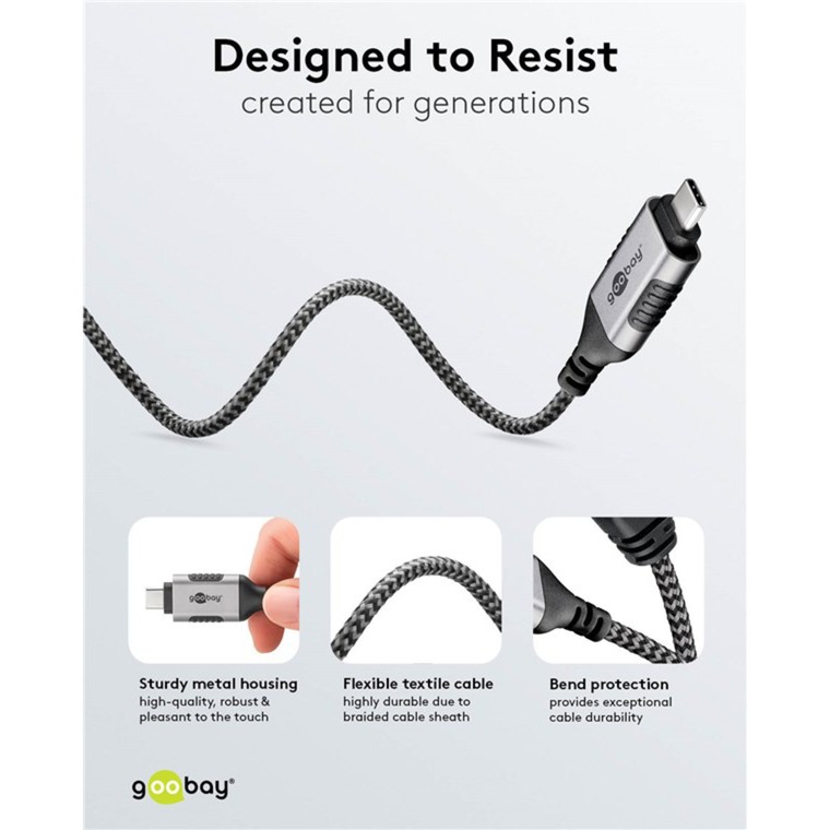 goobay Ethernet-Adapterkabel USB-C 3.2 Gen2 > RJ-45, Slim schwarz/grau, 15 Meter