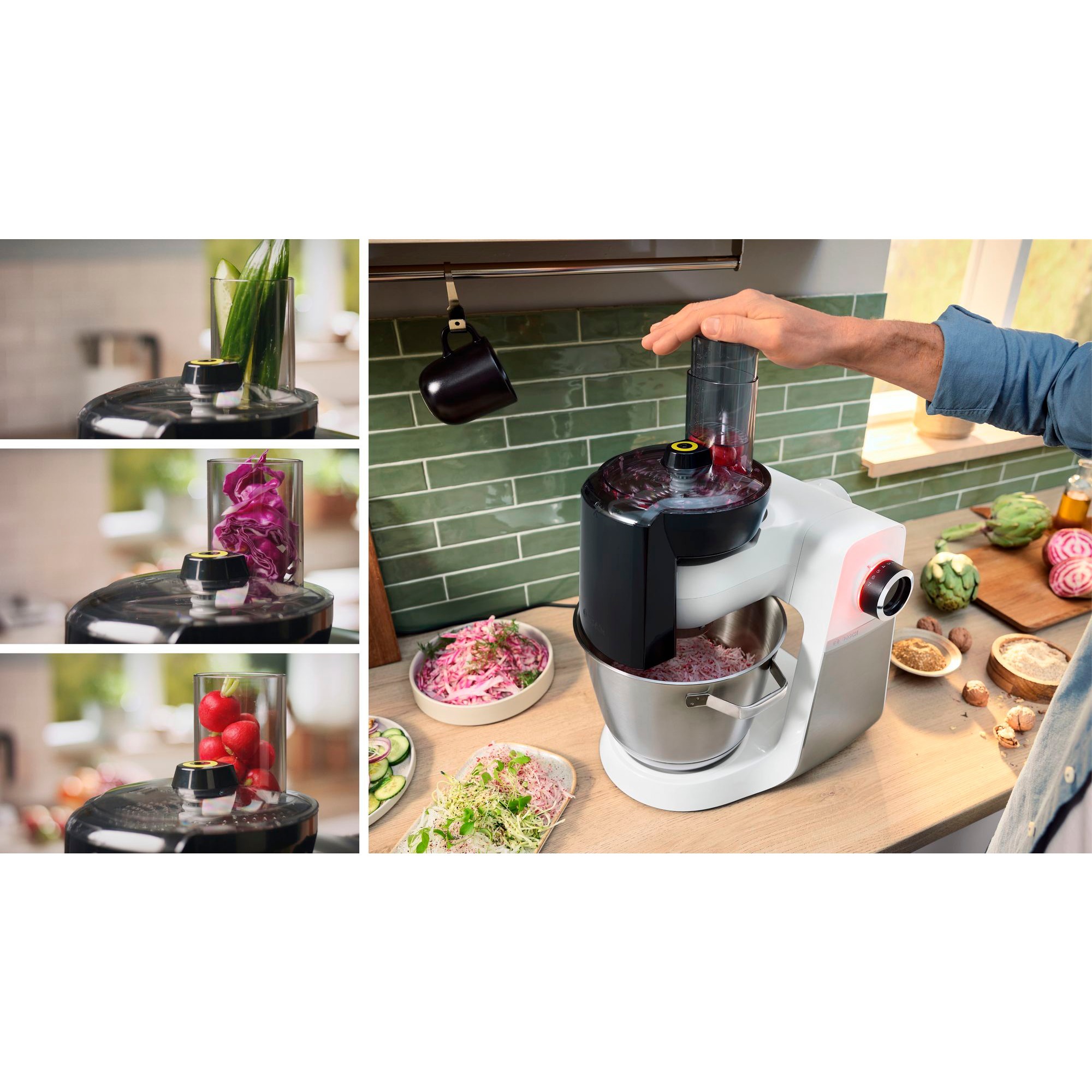 Bosch MUMS6EW13D Küchenmaschine weiß/edelstahl, 1.600 Watt, Serie 6