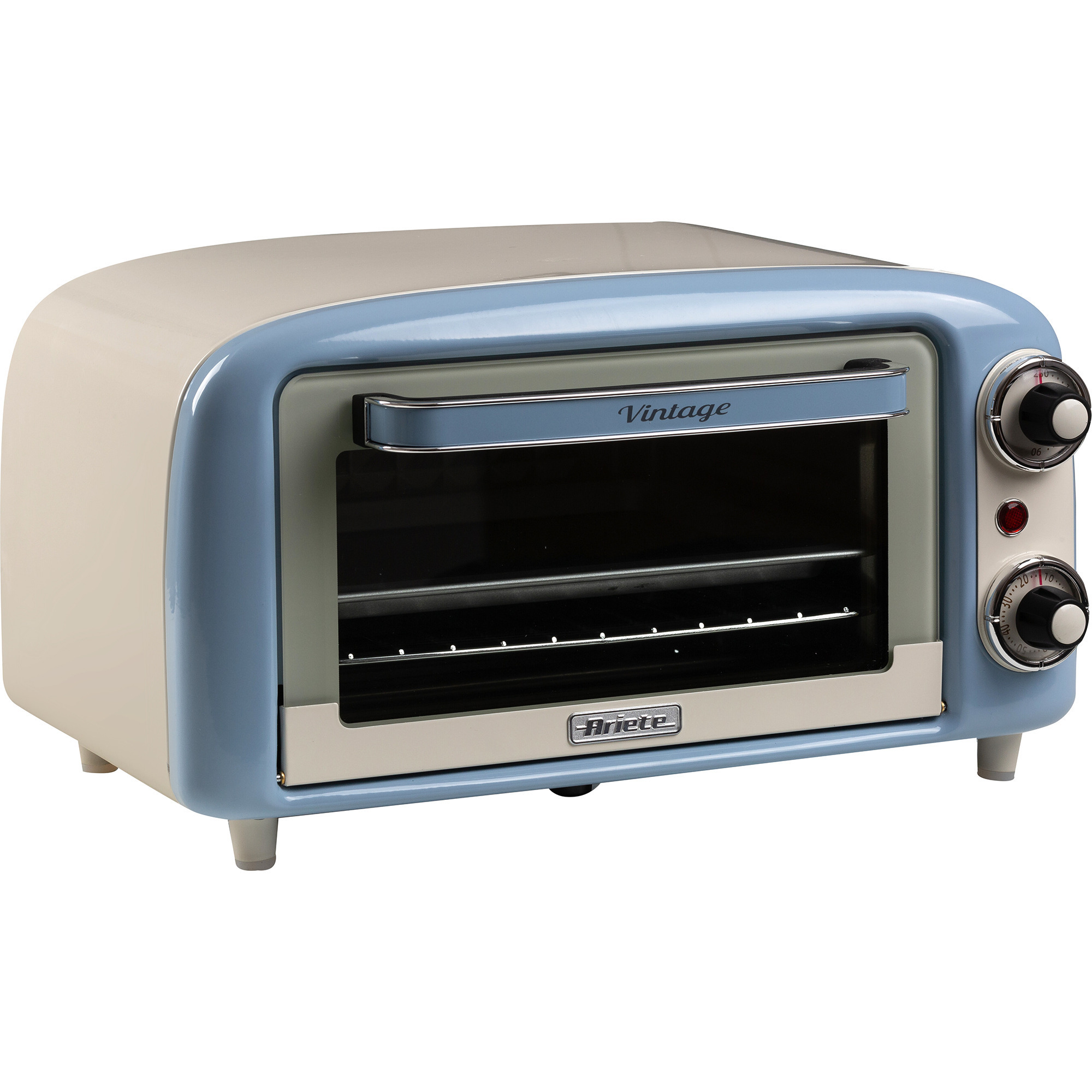 Ariete Mini-Backofen Vintage Blue weiß/hellblau, 800 Watt, 10 Liter