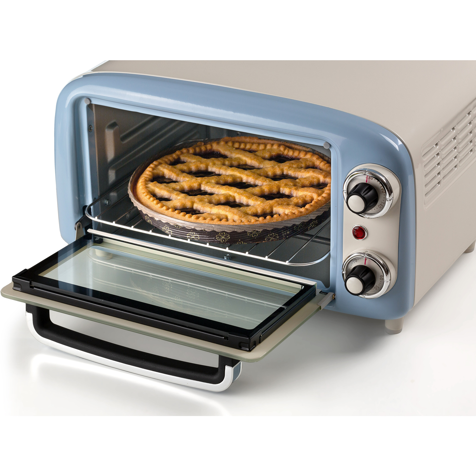 Ariete Mini-Backofen Vintage Blue weiß/hellblau, 800 Watt, 10 Liter