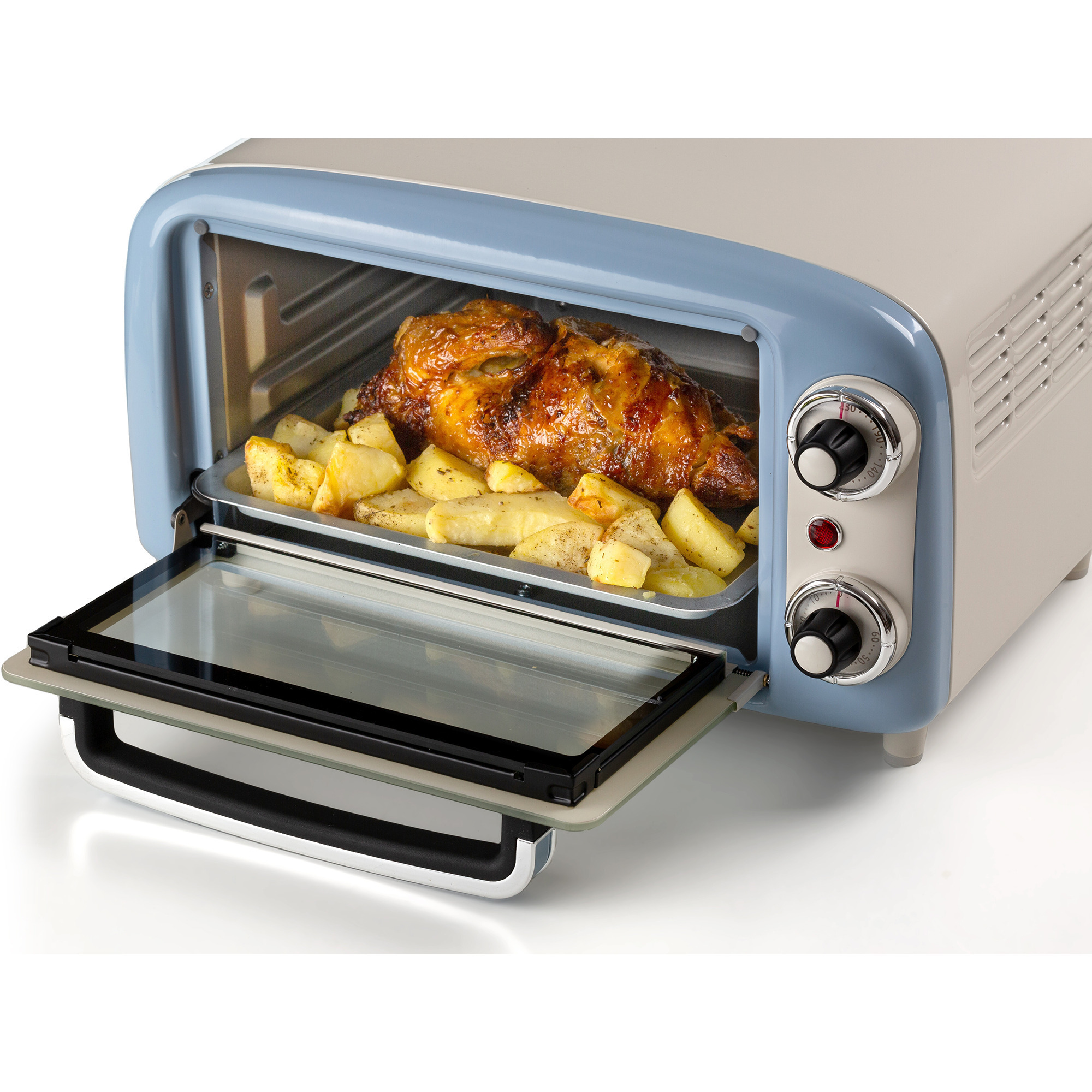 Ariete Mini-Backofen Vintage Blue weiß/hellblau, 800 Watt, 10 Liter