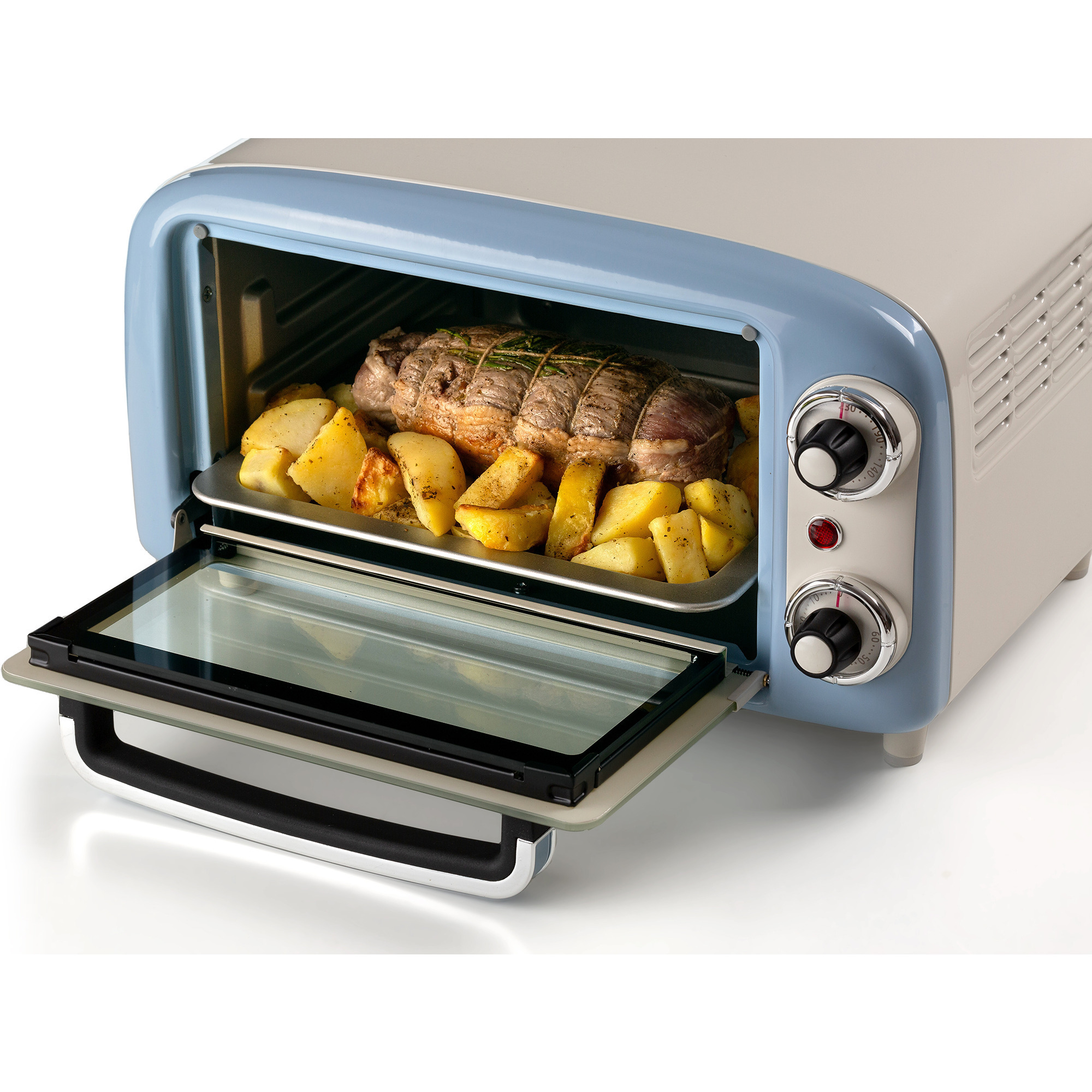 Ariete Mini-Backofen Vintage Blue weiß/hellblau, 800 Watt, 10 Liter