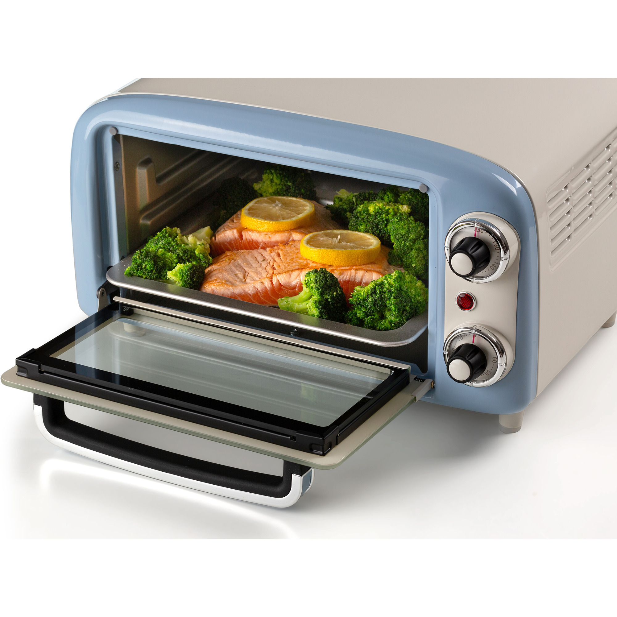 Ariete Mini-Backofen Vintage Blue weiß/hellblau, 800 Watt, 10 Liter