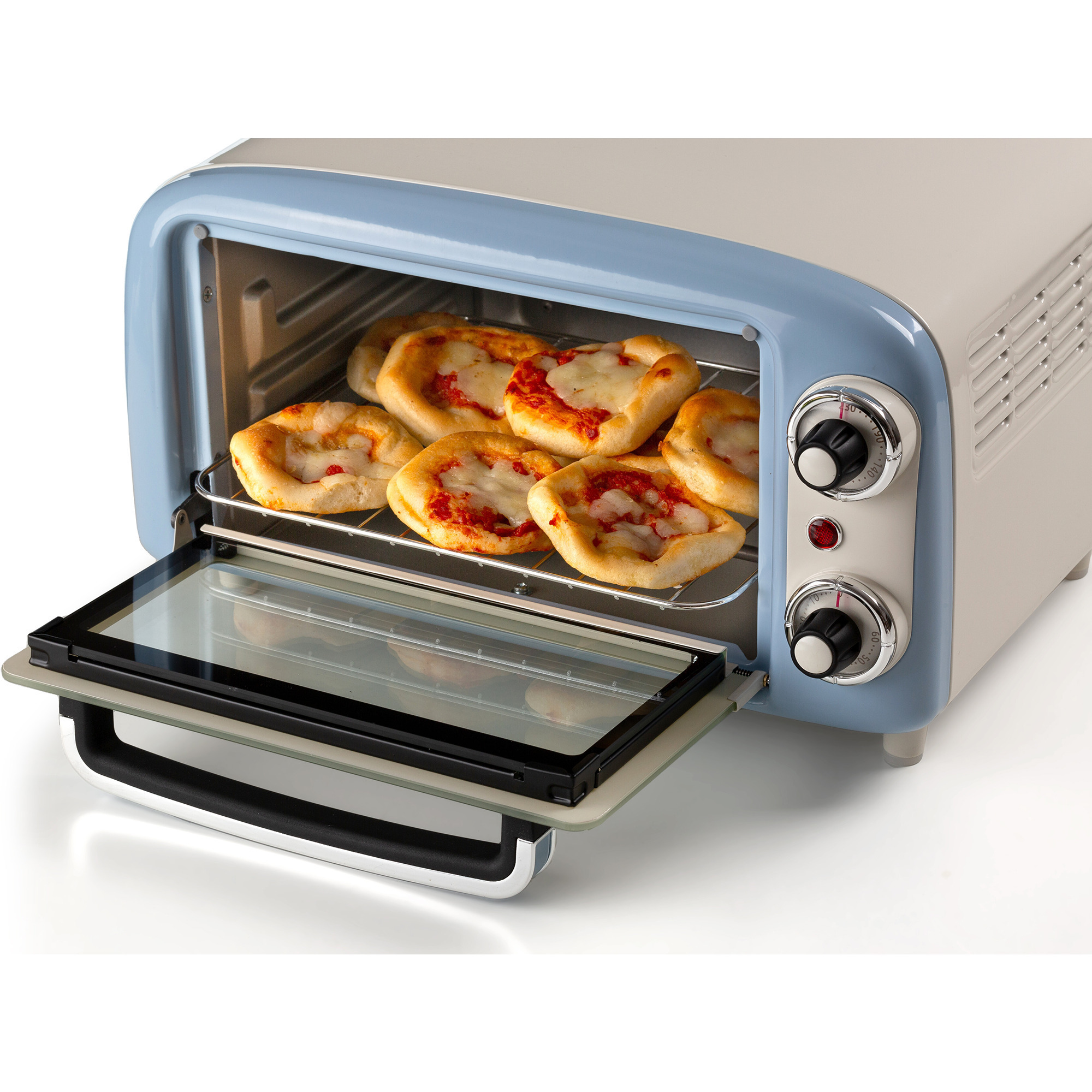 Ariete Mini-Backofen Vintage Blue weiß/hellblau, 800 Watt, 10 Liter