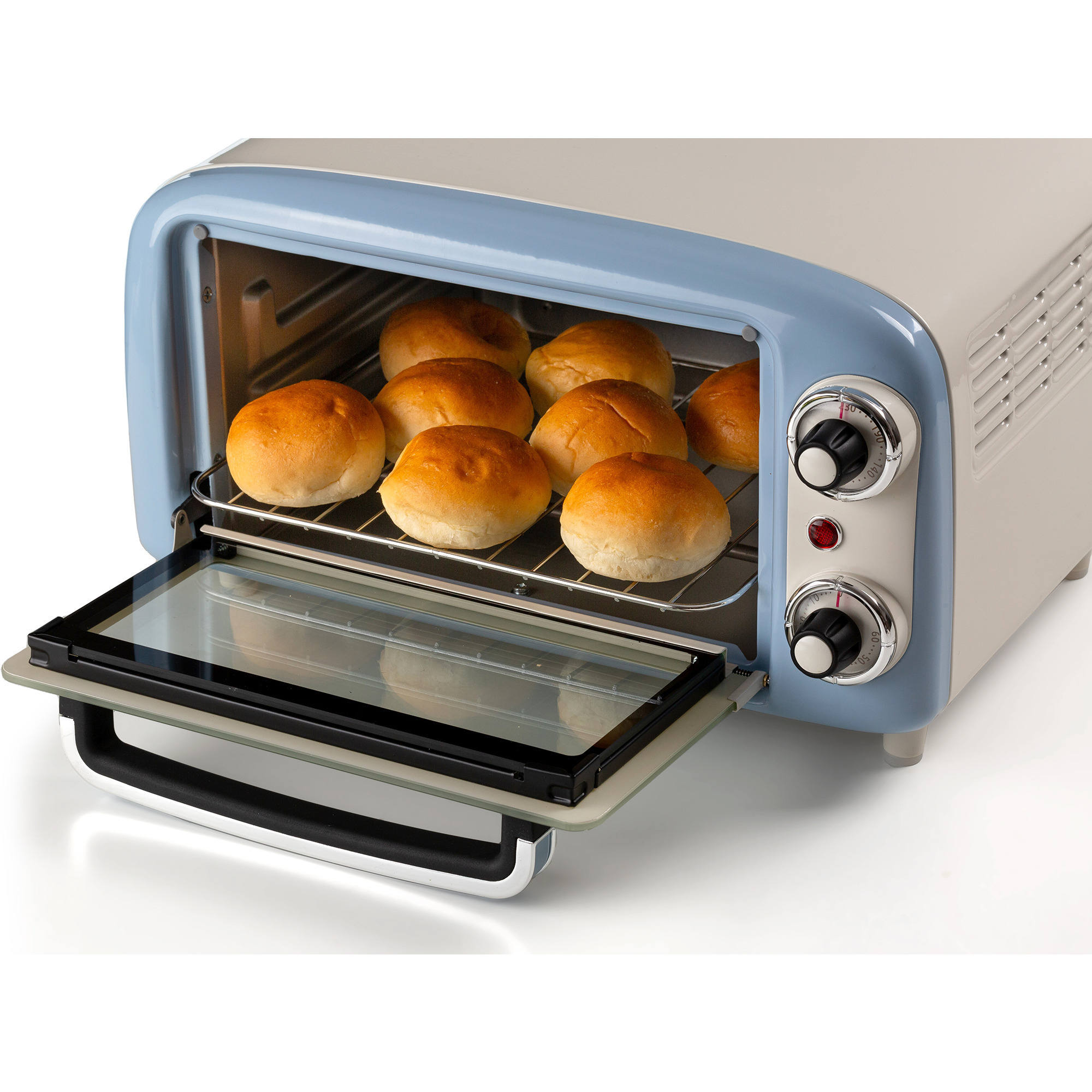 Ariete Mini-Backofen Vintage Blue weiß/hellblau, 800 Watt, 10 Liter