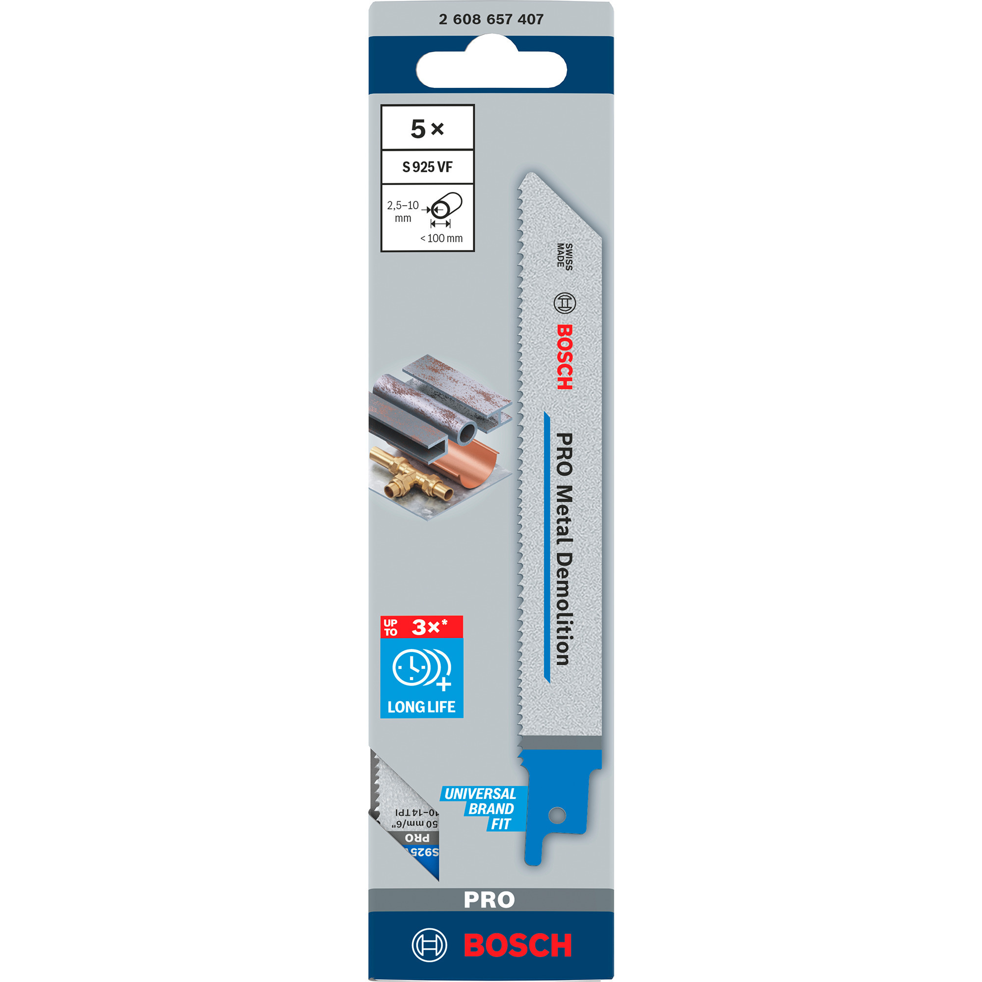 Bosch Säbelsägeblatt S 925 VF Heavy for Metal, 5 Stück Länge 150mm