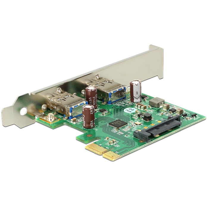 DeLOCK PCIe x1 Karte zu 2x ext. USB 3.2 Gen 1, USB-Controller SATA-Stromanschluss