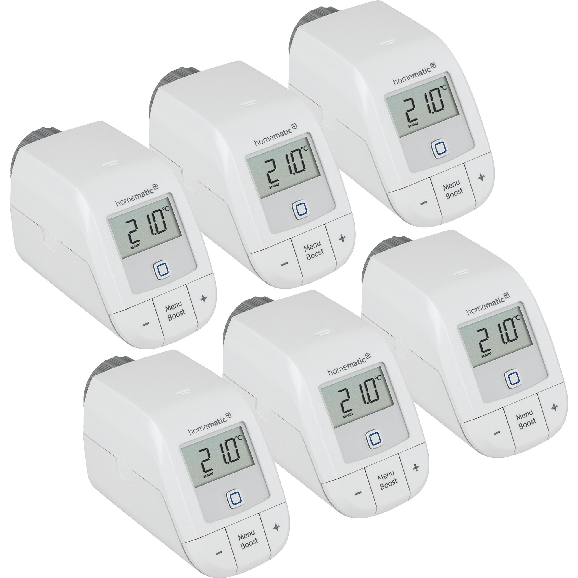 Homematic IP Smart Home Heizkörperthermostat Basic (HmIP-eTRV-B-2), Heizungsthermostat weiß, 6er Set