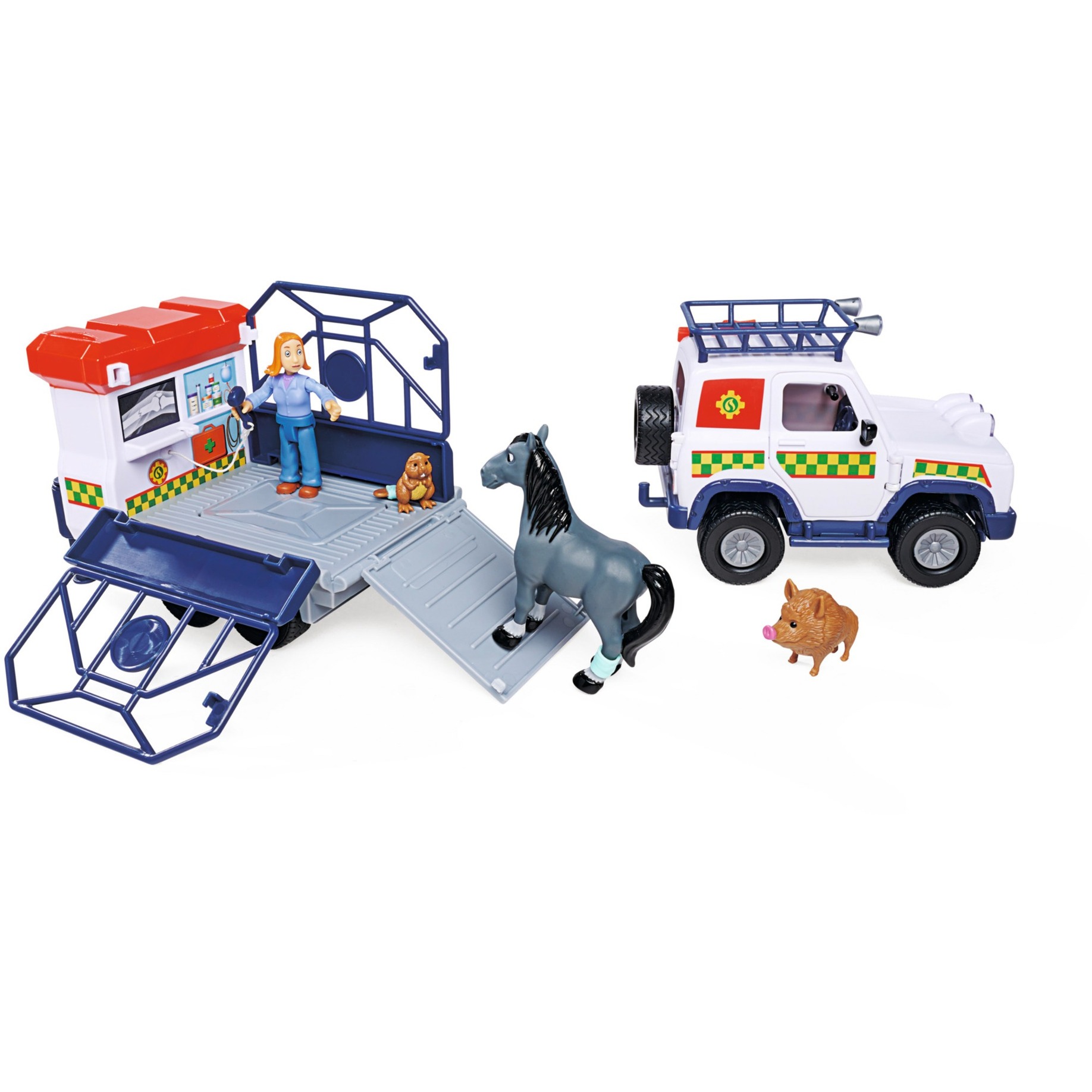 Simba Feuerwehrmann Sam Tierrettung mit Anhänger, Spielfahrzeug