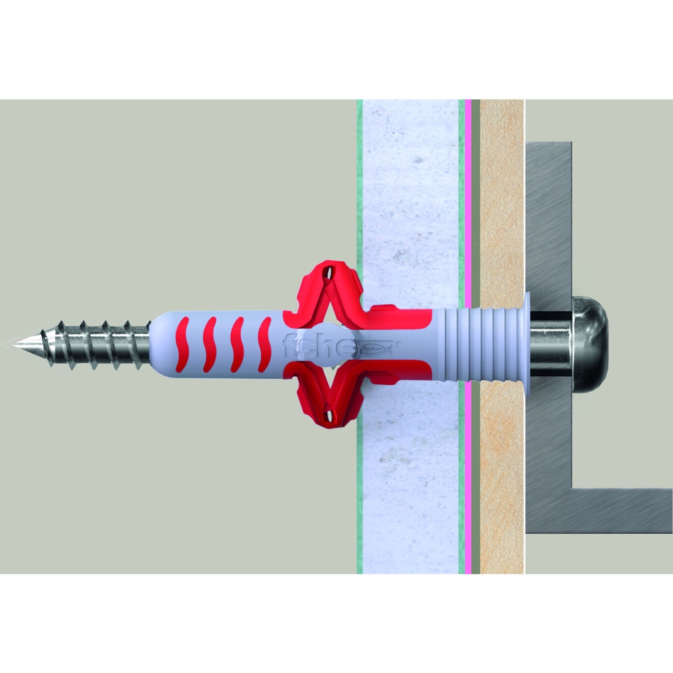 fischer Dübel DuoSeal 6x38 S PH TX A2 hellgrau/rot, 50 Stück, mit rostfreien Schrauben
