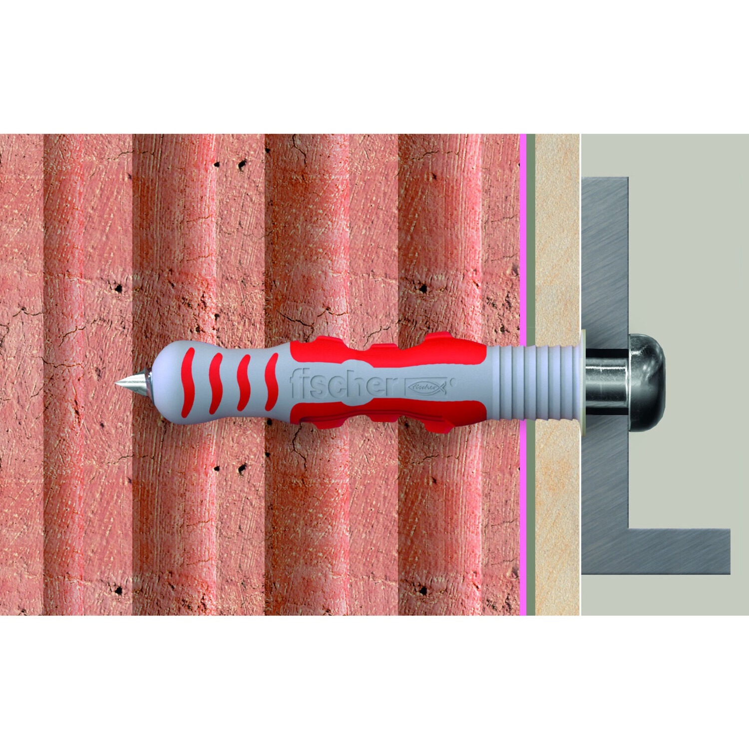 fischer Dübel DuoSeal 6x38 S PH TX A2 hellgrau/rot, 50 Stück, mit rostfreien Schrauben